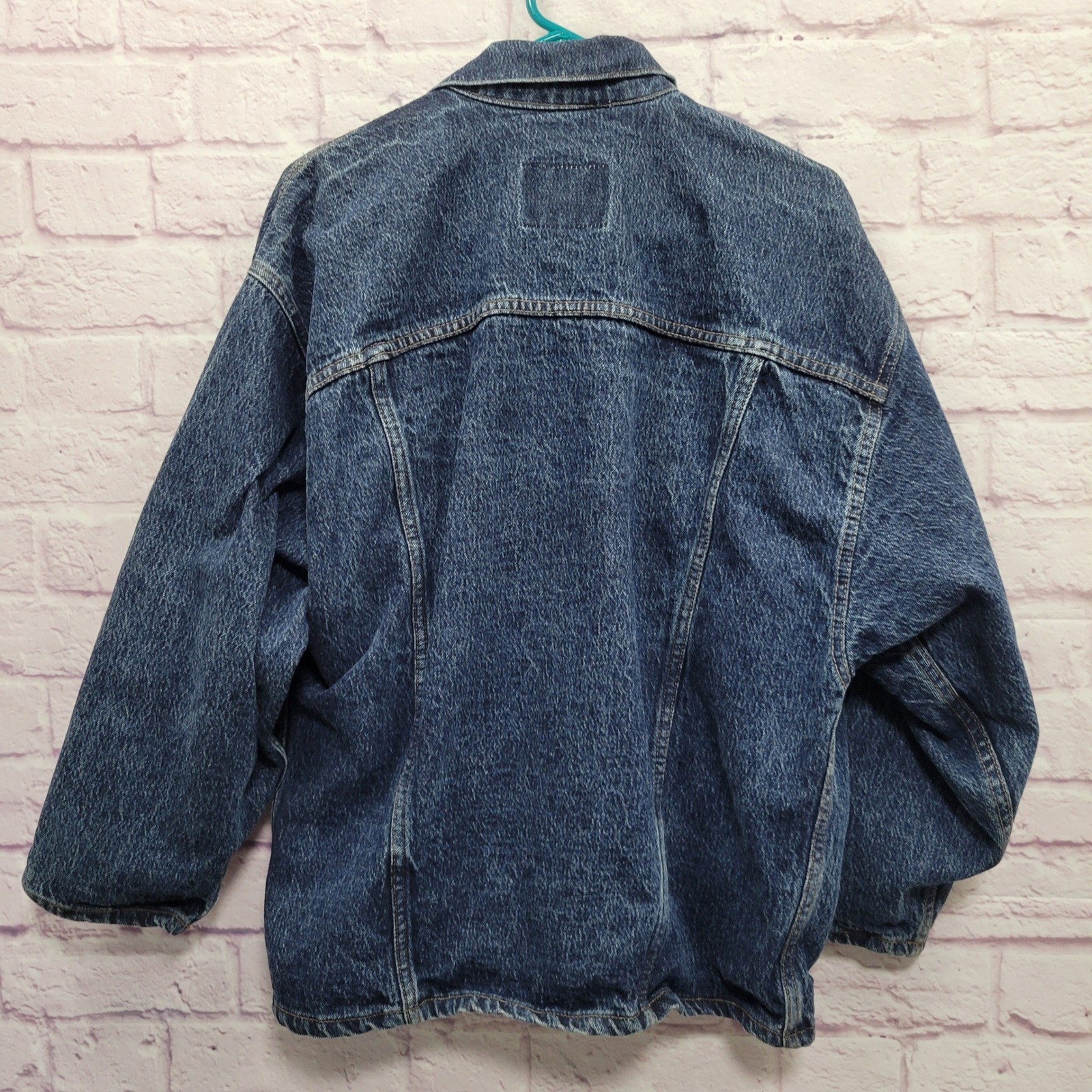 VTG Levis Denim Trucker Jacket Womens L? Blue Wash Slouchy Grunge Y2K 90s