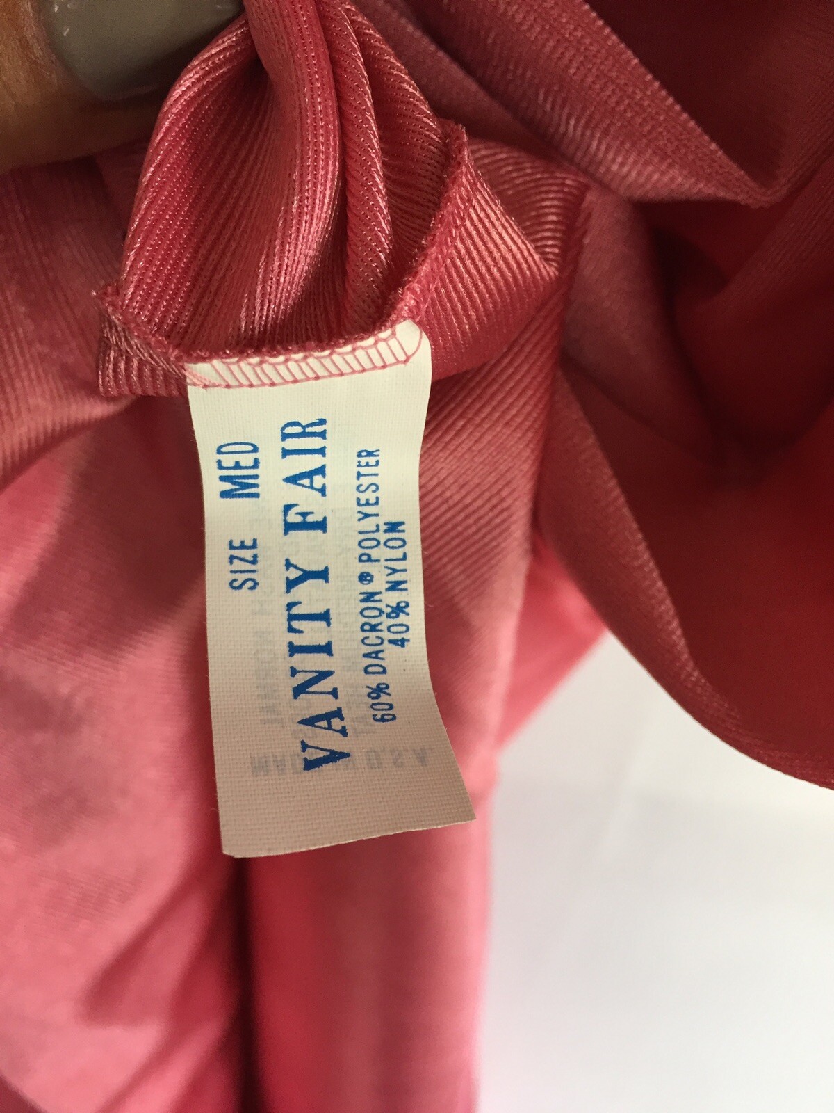 NOS VTG VANITY FAIR SIZE M Dacron/Nylon Nightgown Long Lace Trim Pink 70s Pocket