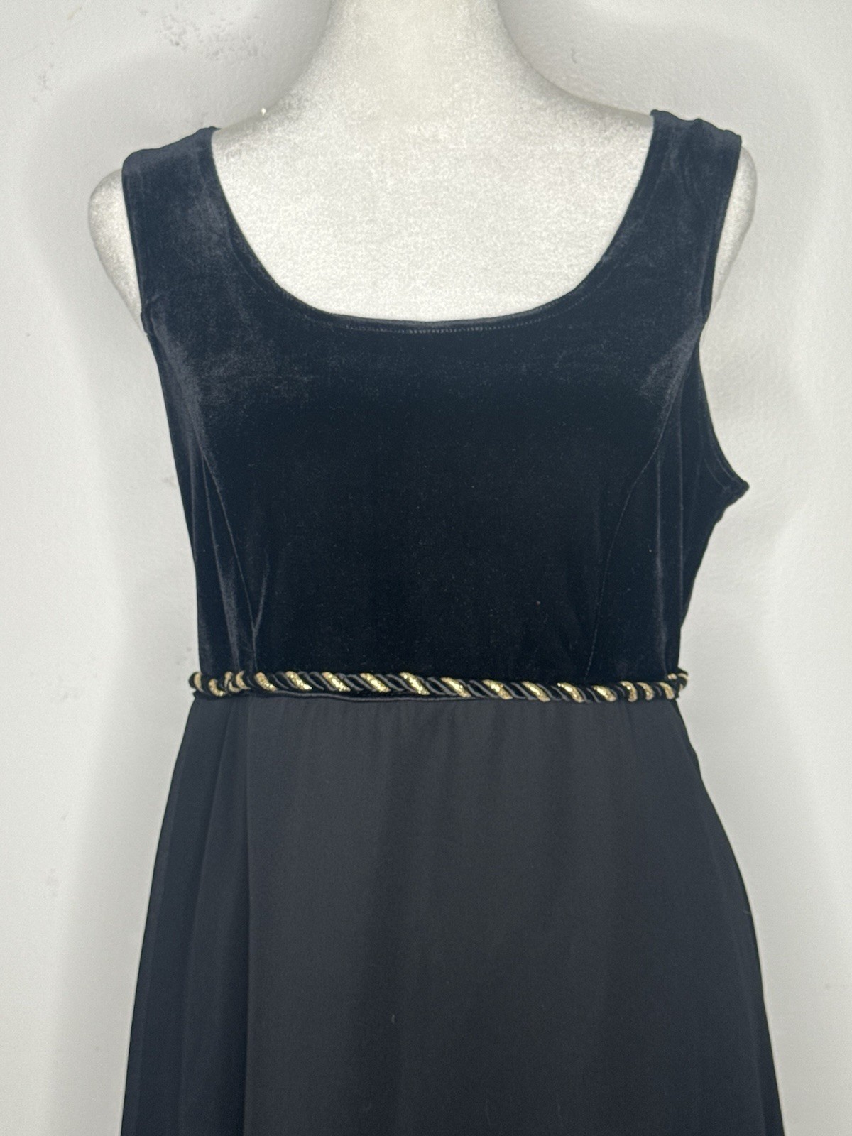 Vintage 90s Black Velvet CDC Evening Cocktail Dress