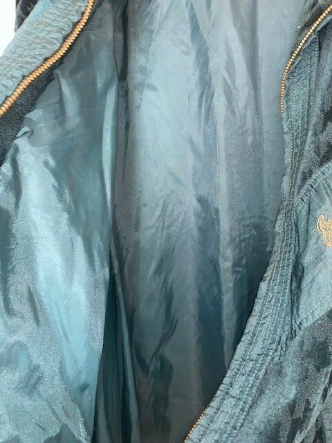 Vtg 80’s Windbreaker Jacket Track teal velour & gold accents Rafael Woman sz 1X