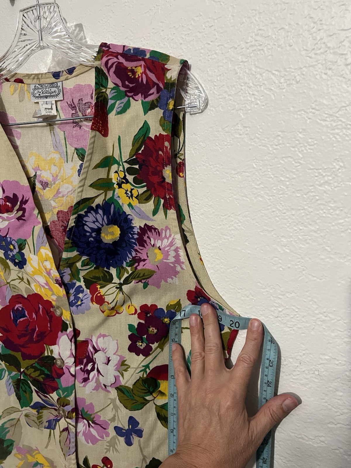 Vtg Villager Lrg Floral Cottagecore Granny core Lagenlook Country Garden Vest