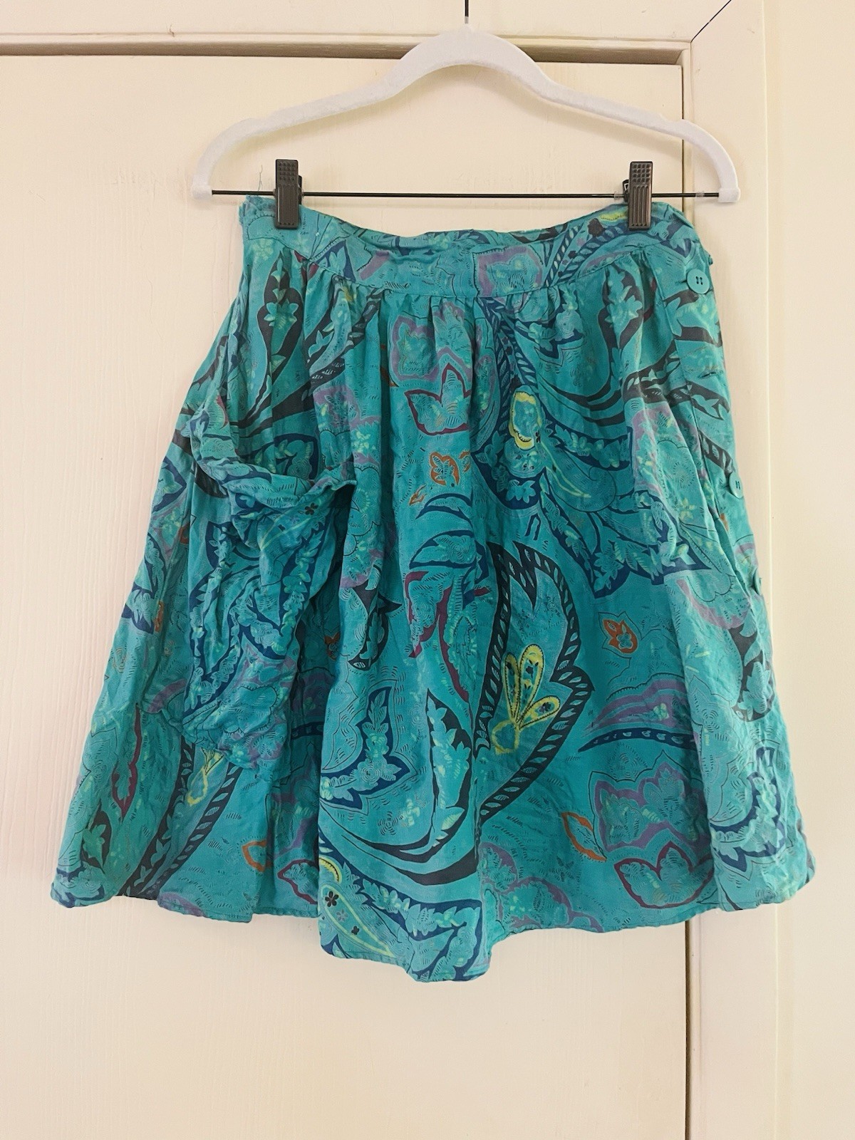 VTG 70s Star Of India Folk Festival Cotton High Waist A Line Hippie Mini Skirt S