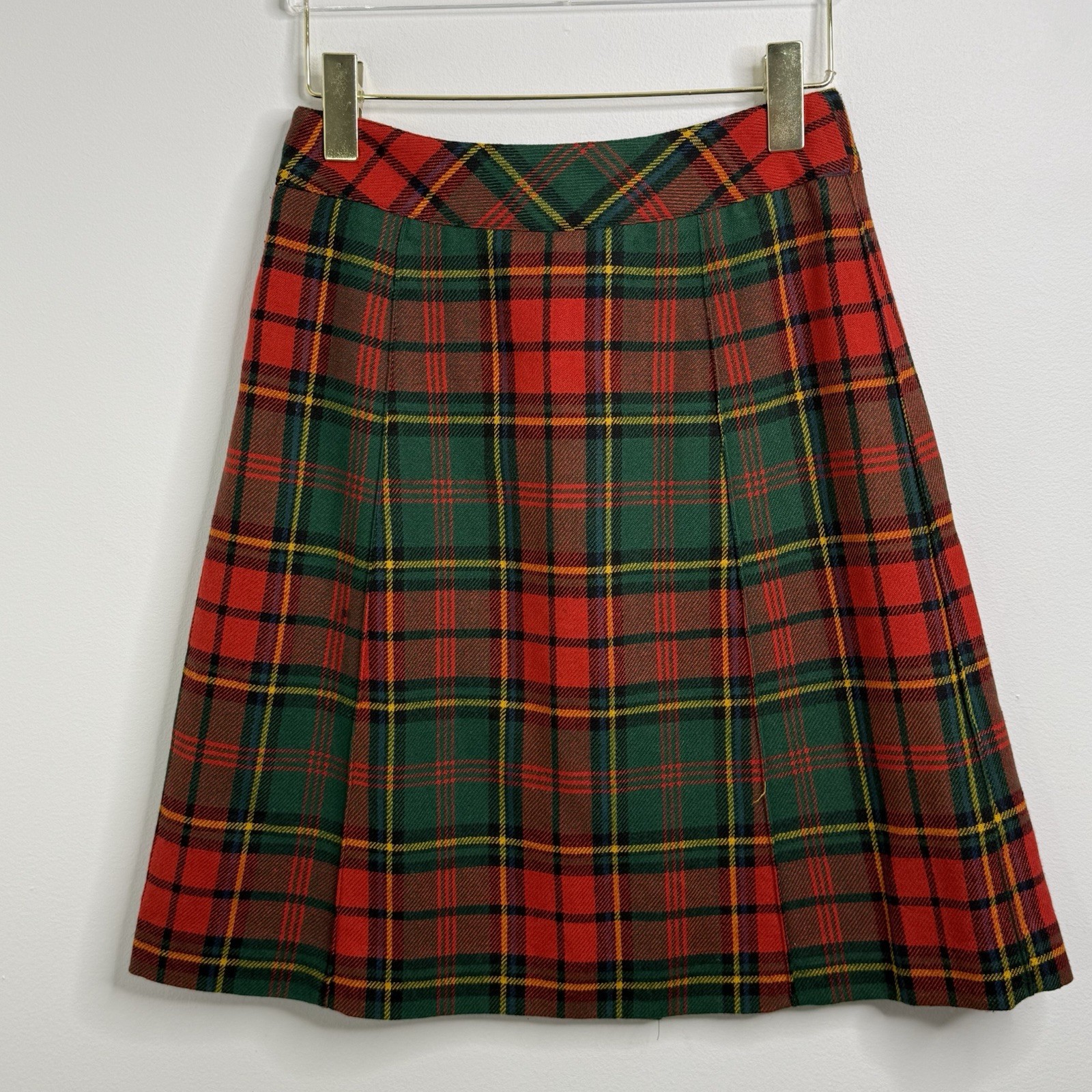 Vtg. Agile Florence Walsh Red Green Plaid Tartan A – Skirt Wool Size 8 Lined