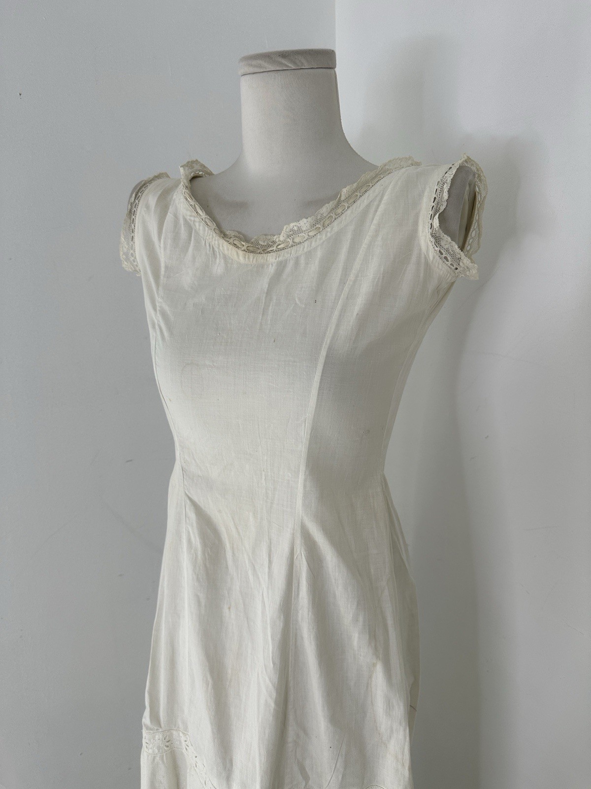 Antique Cotton White Slip Style Summer Dress