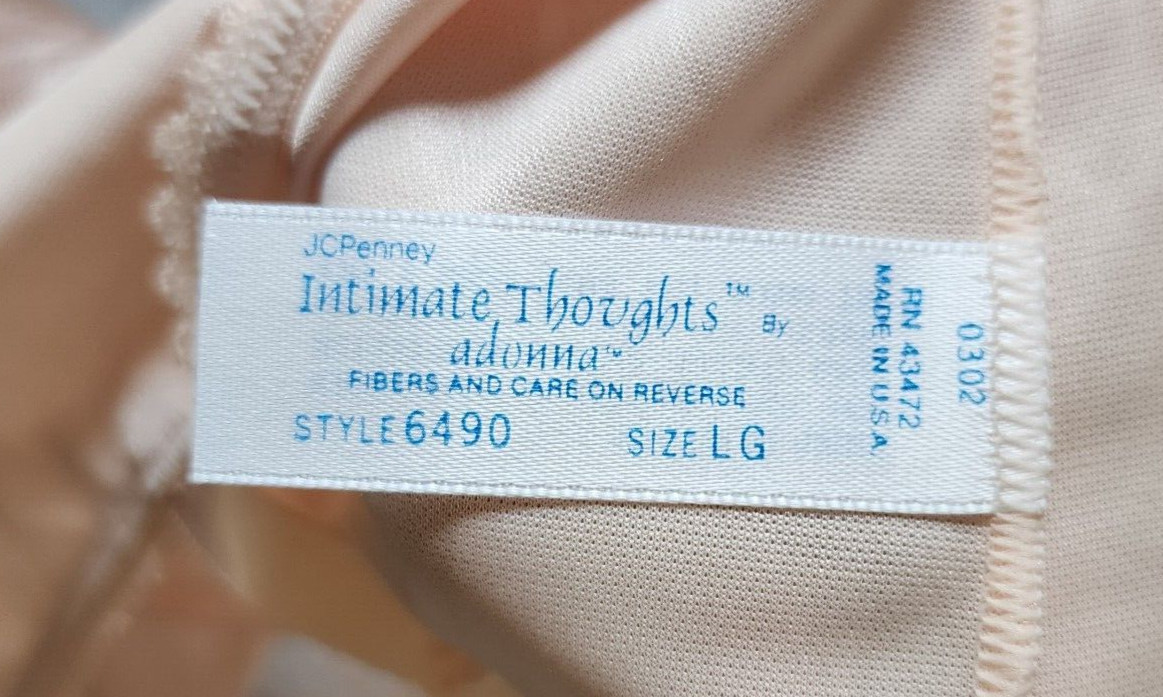 JC Penney Intimate Thoughts Adonna Camisole Top Satin/Lace Pink Floral 6490 Sz L