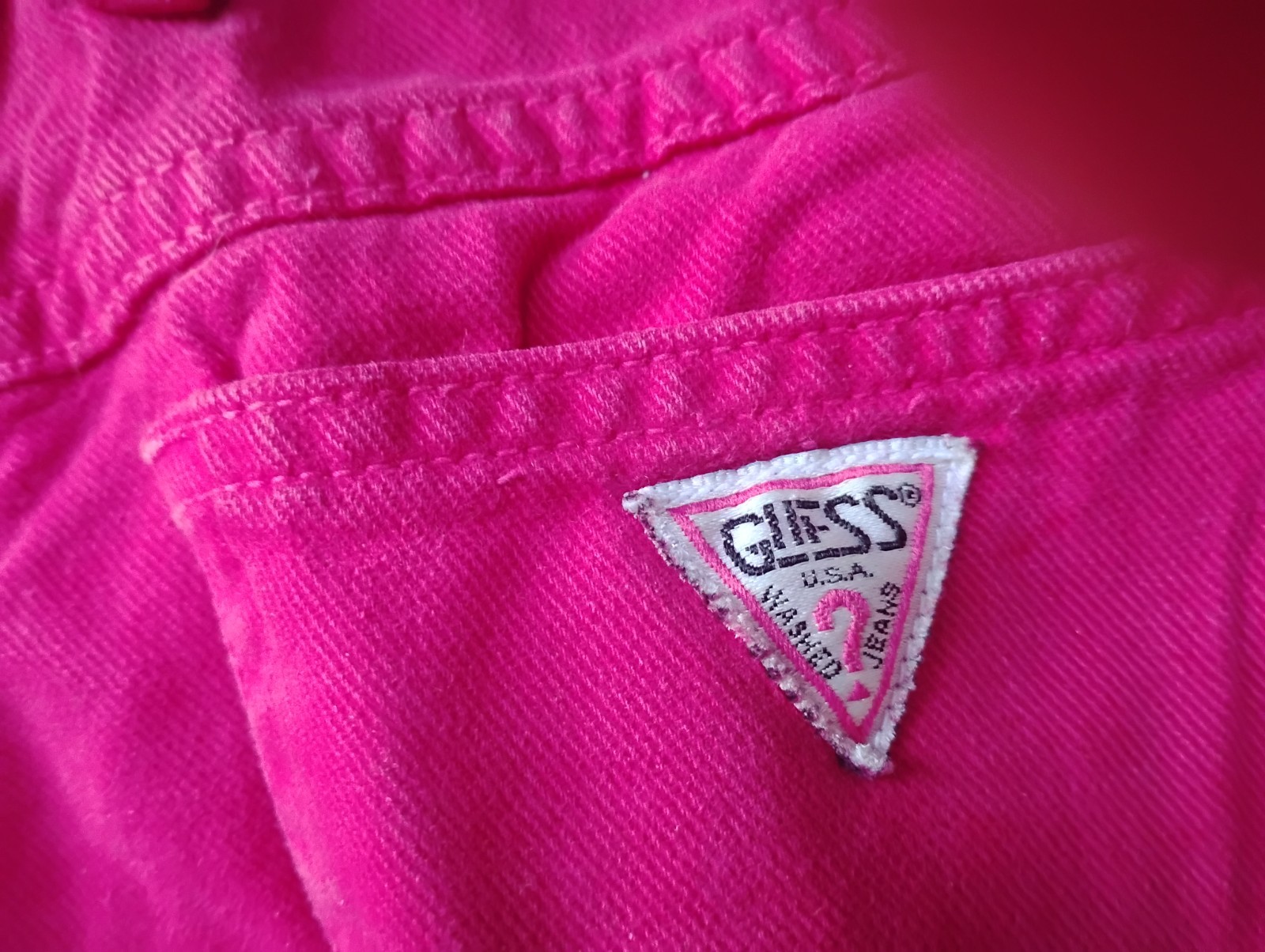 Vintage Guess Jeans Size 28 90s Fuchsia Pink High Waist Zip Fly Made USA
