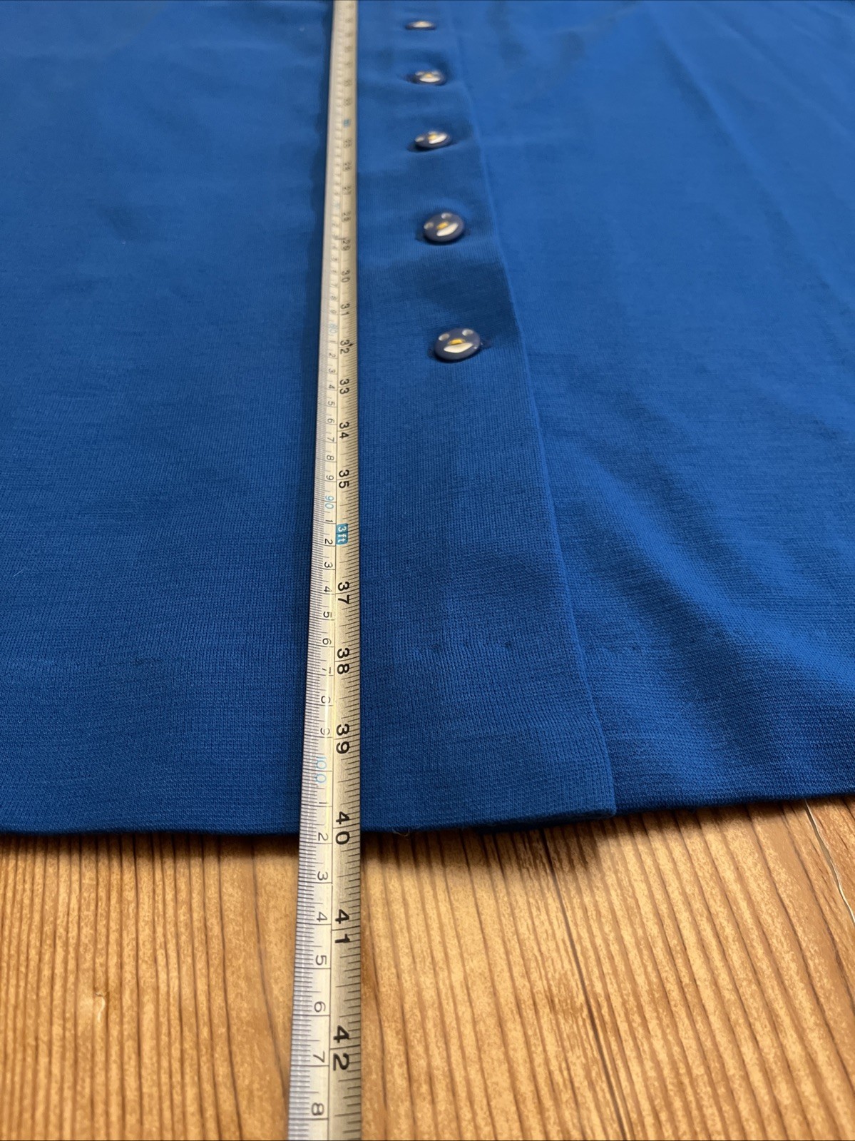 Vintage Plus Size Long Skirt Size 38 Blue & Yellow, w/ Smily Face Buttons