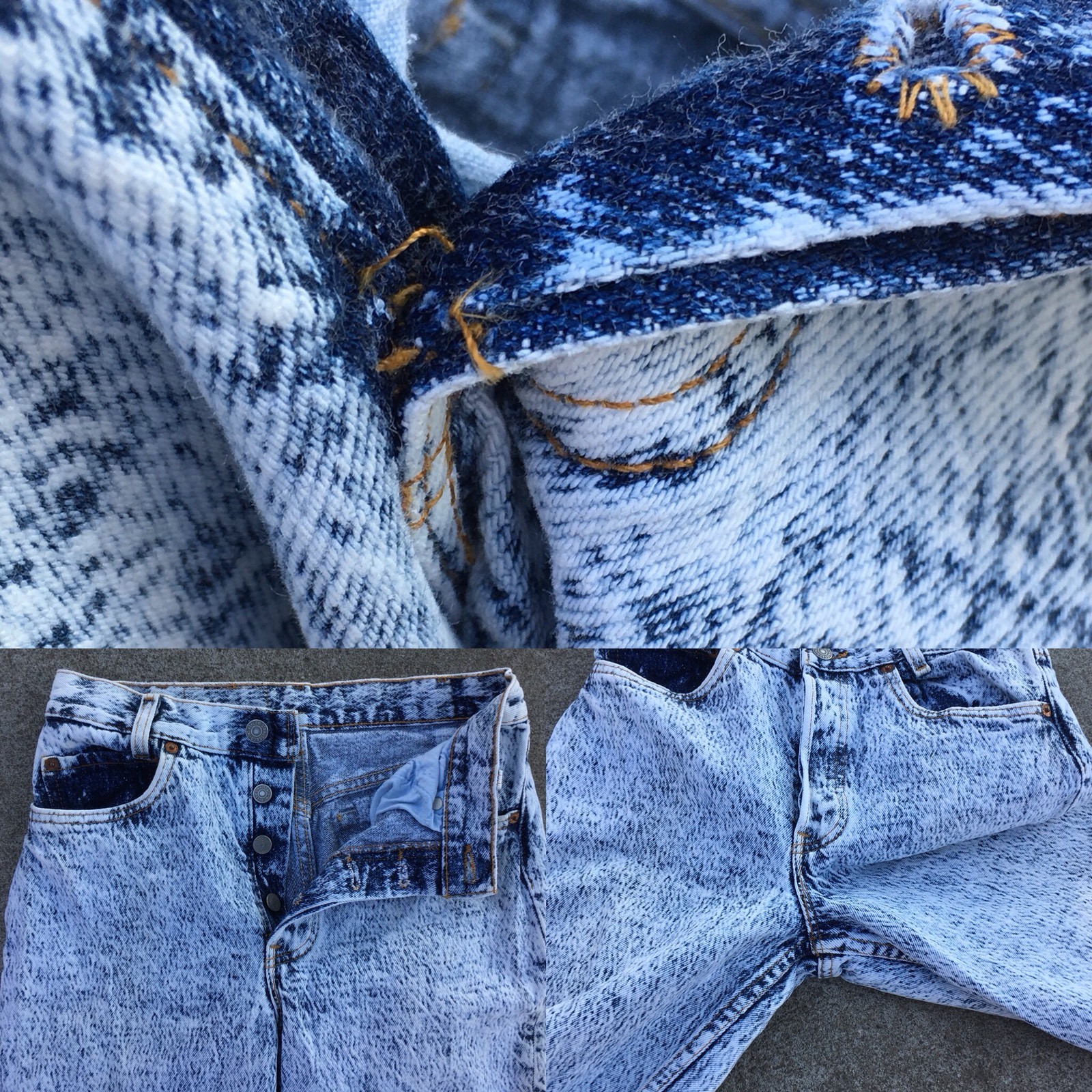 Vintage Levi’s Button Fly 701 Student Jeans Acid Wash W 27 L 28 USA 80s 90s