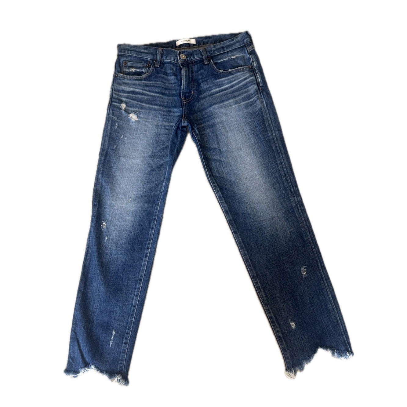 MOUSSY VINTAGE Distressed Selvedge Crop Jeans Raw Hem | Women’s 28