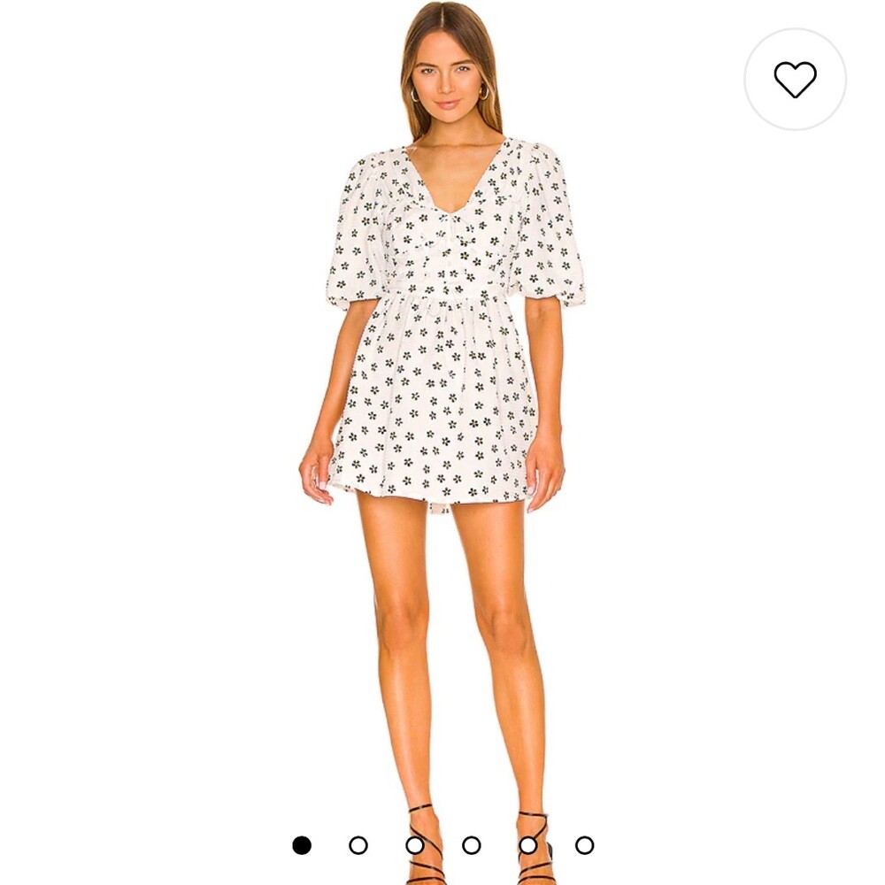 For Love & Lemons Connie Mini Dress in Ivory Size S