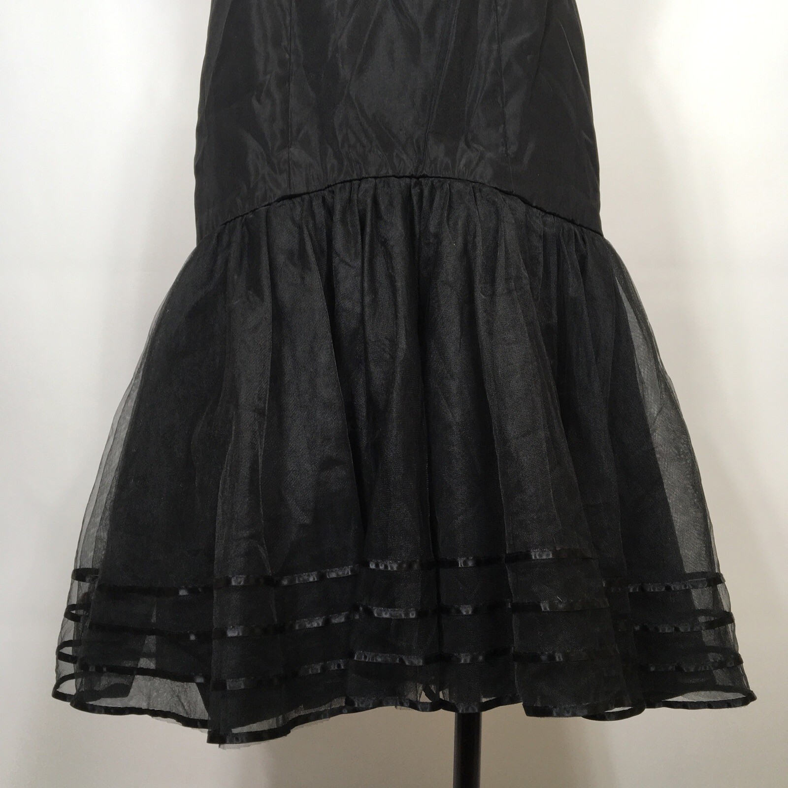 Vintage 80s Lazaro tulle black cocktail prom Mermaid dress 6 Drop Waist Party
