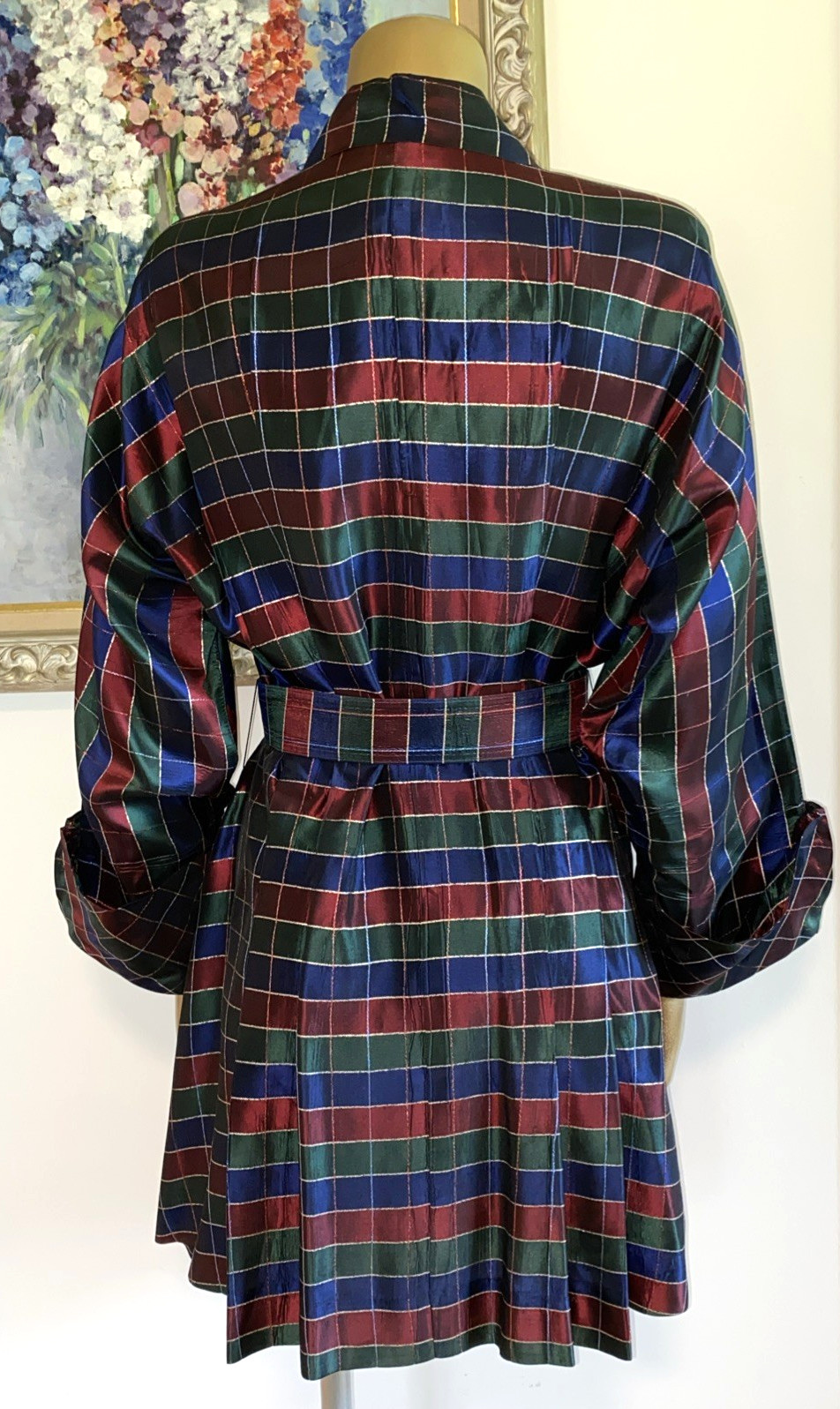 Vintage 40’s 50’s KAMORE Iridescent Taffeta Glam Hostess Jacket L Top Pockets