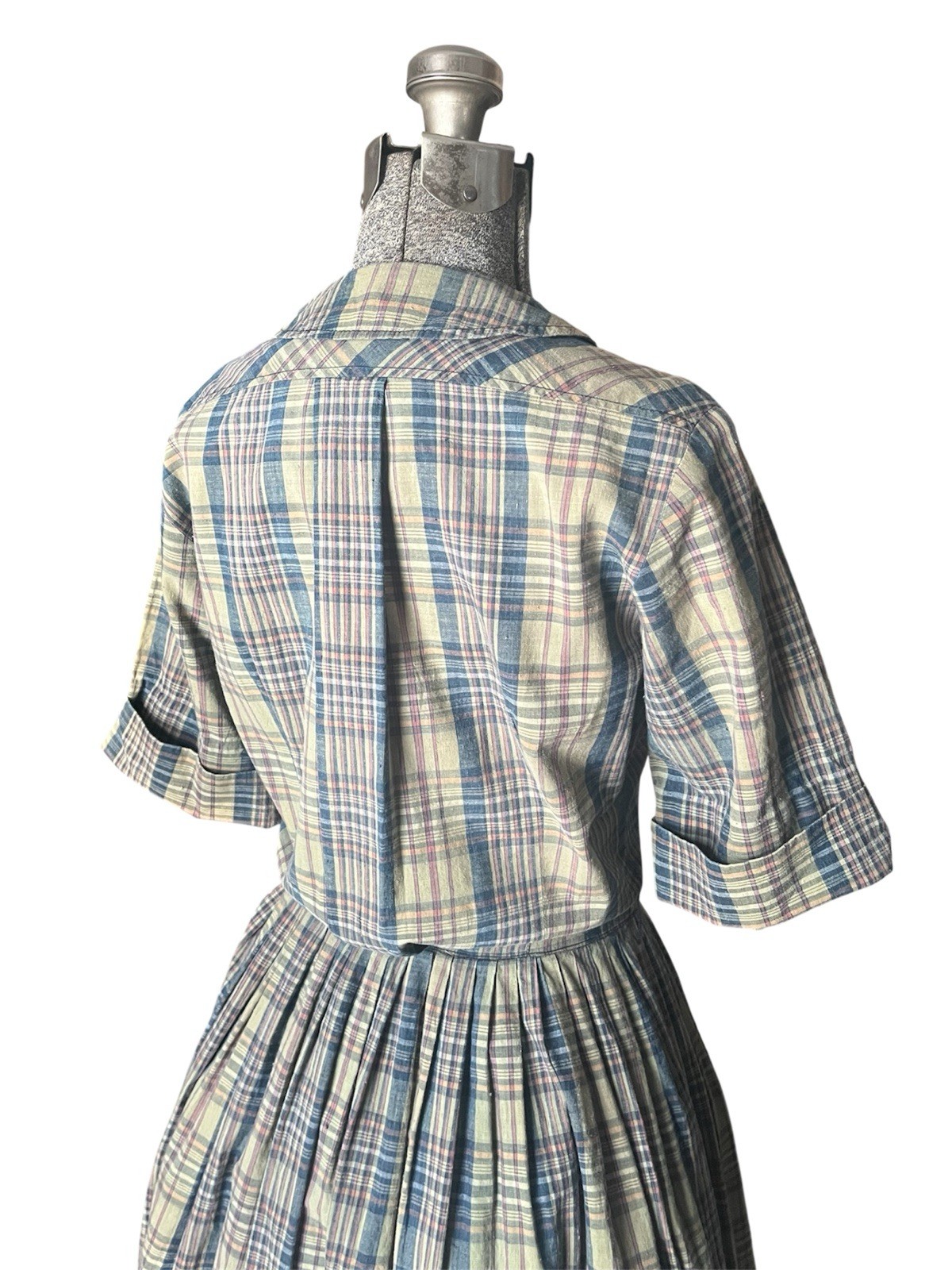 Vintage 1950’s Rockabilly Schoolgirl Hand Loomed INDIAN Madras Day Dress Retro