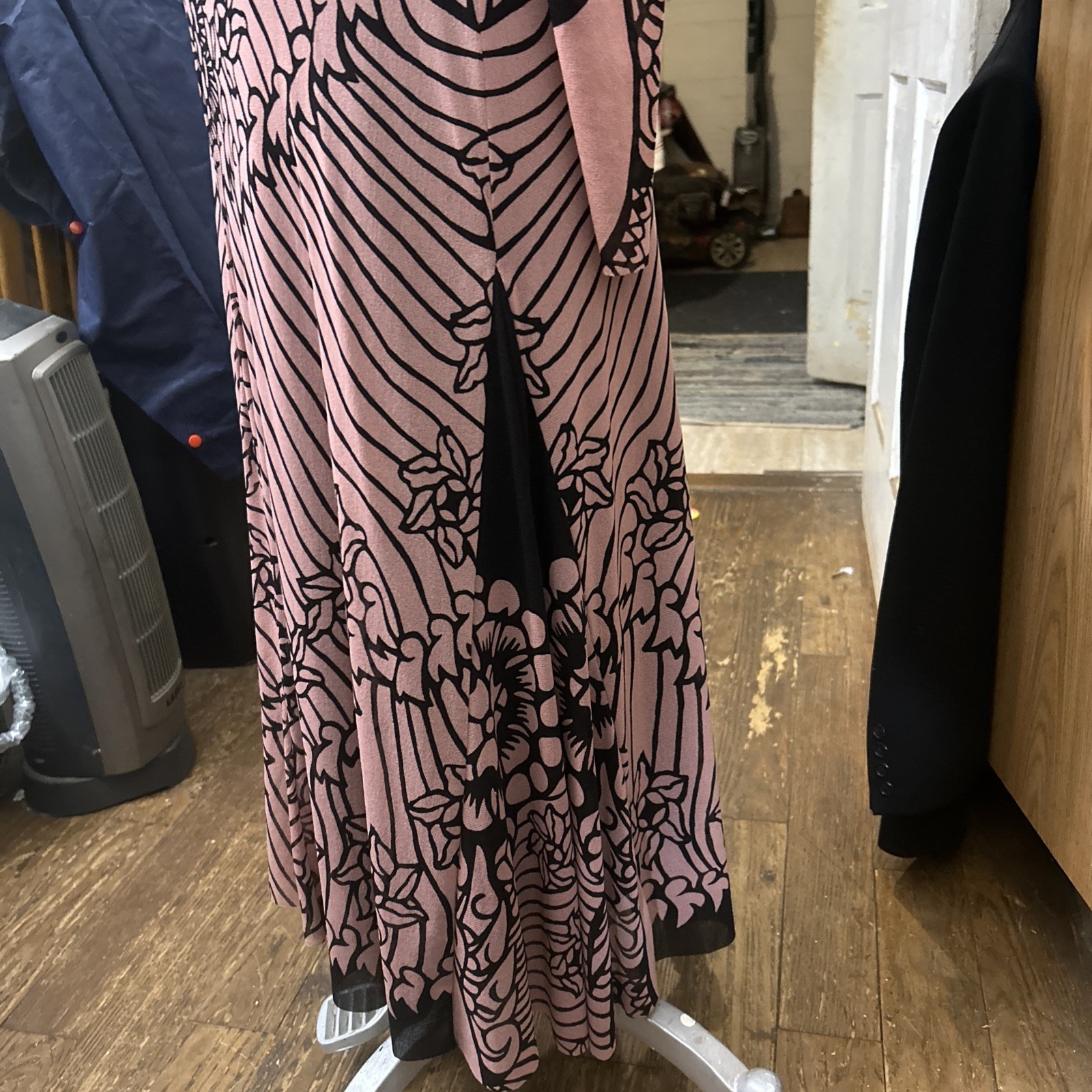 Gorgeous Vintage Vivienne Tam Nylon Mesh Black & Pink Floral Dress Size 1