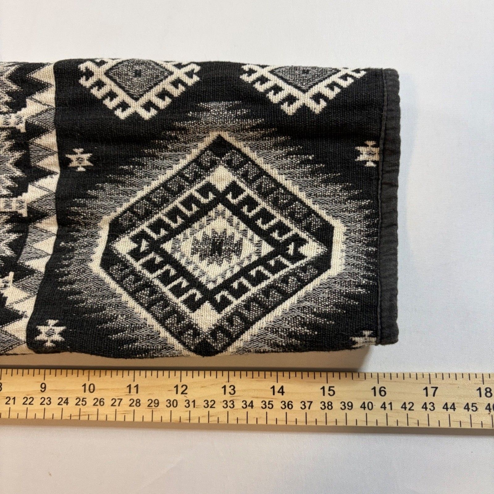 Flashback Vintage Southwestern Cropped Jacket Black White Woven Cotton Large