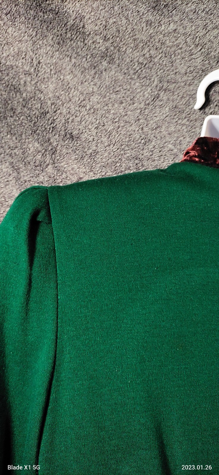 VTG Y2k Phoebe USA Sz 12 Green Puff Sleeve Velvet Collar Edwardian Modest Dress