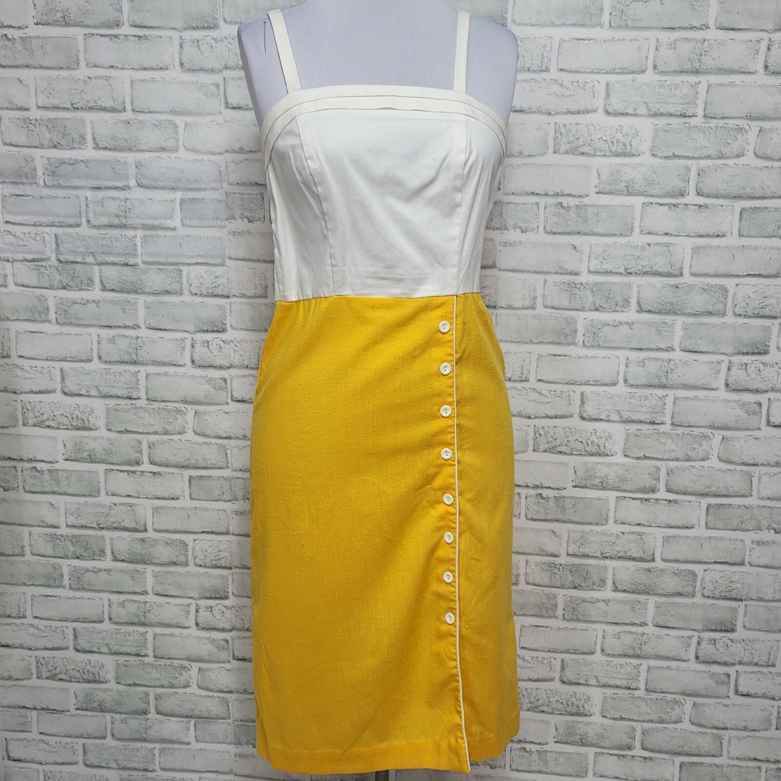 Vintage 80s Trivia Charms Hollywood Yellow White Two Piece Dress Jacket Set