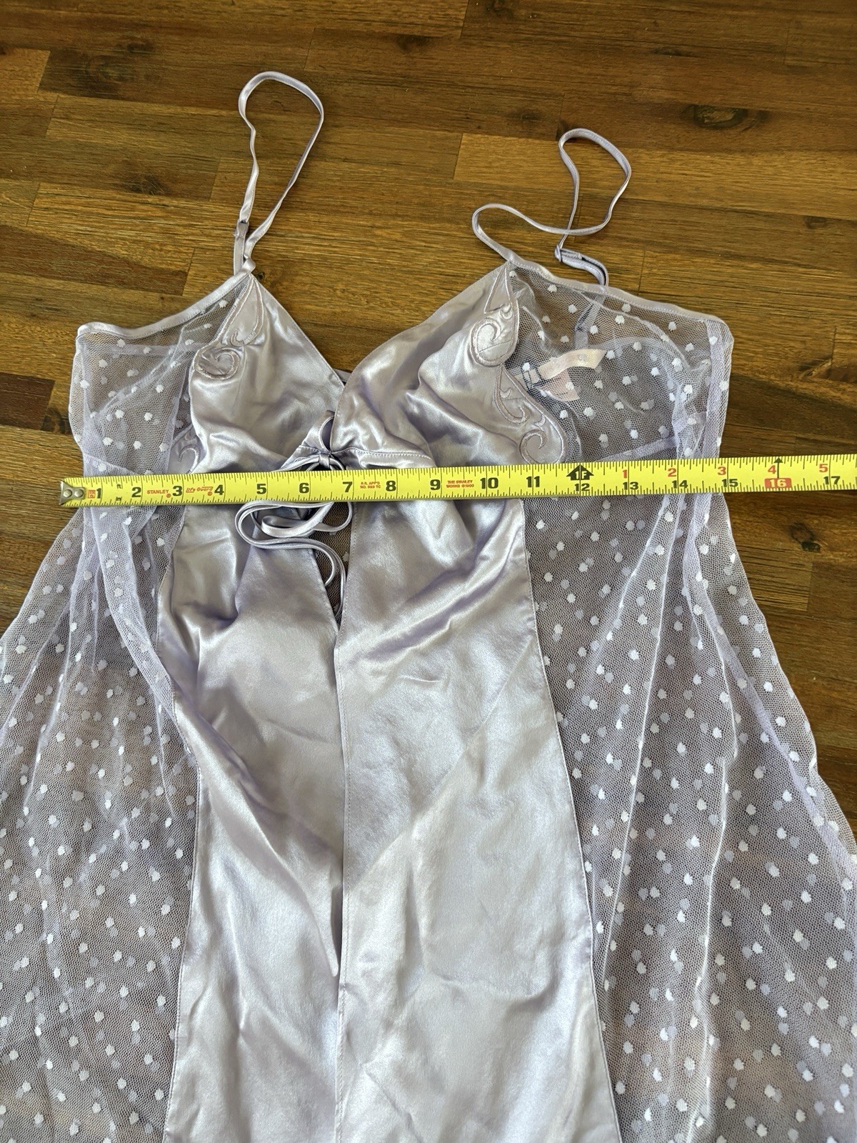 VTG Victoria’s Secret Babydoll Large Lilac Purple Polka Dot Silky Negligee NWT