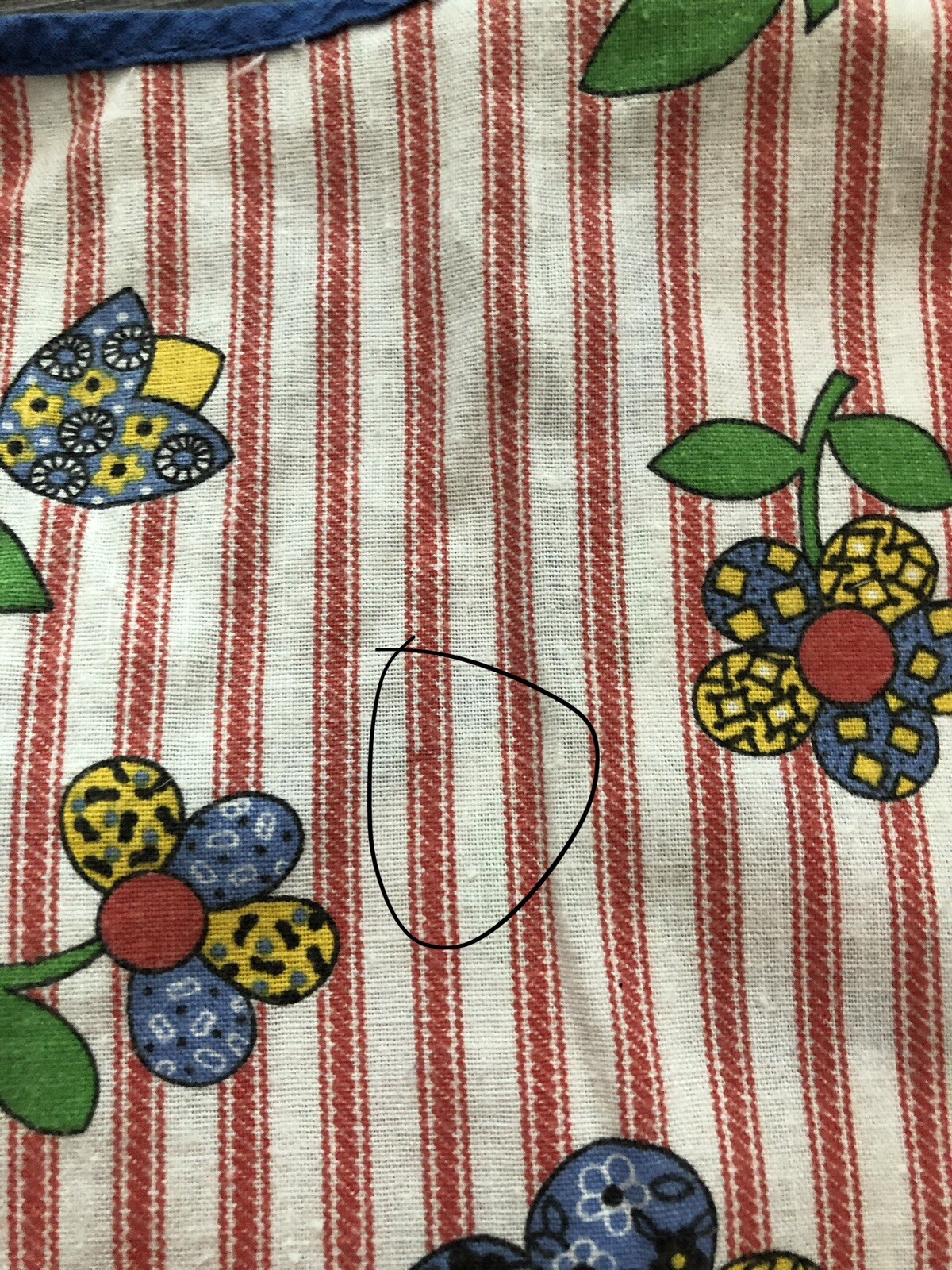 Vtg 60s/70s Floral Red Multicolor Top Vest Apron Smock Front Button Pockets~XL/L