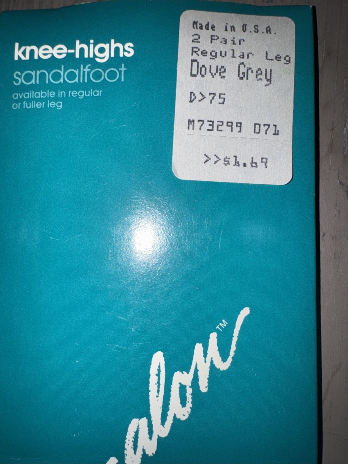 New Vintage Sears Hug-Alon Knee-Highs Day Sheers 2 Pair Dove Grey Regular Leg T