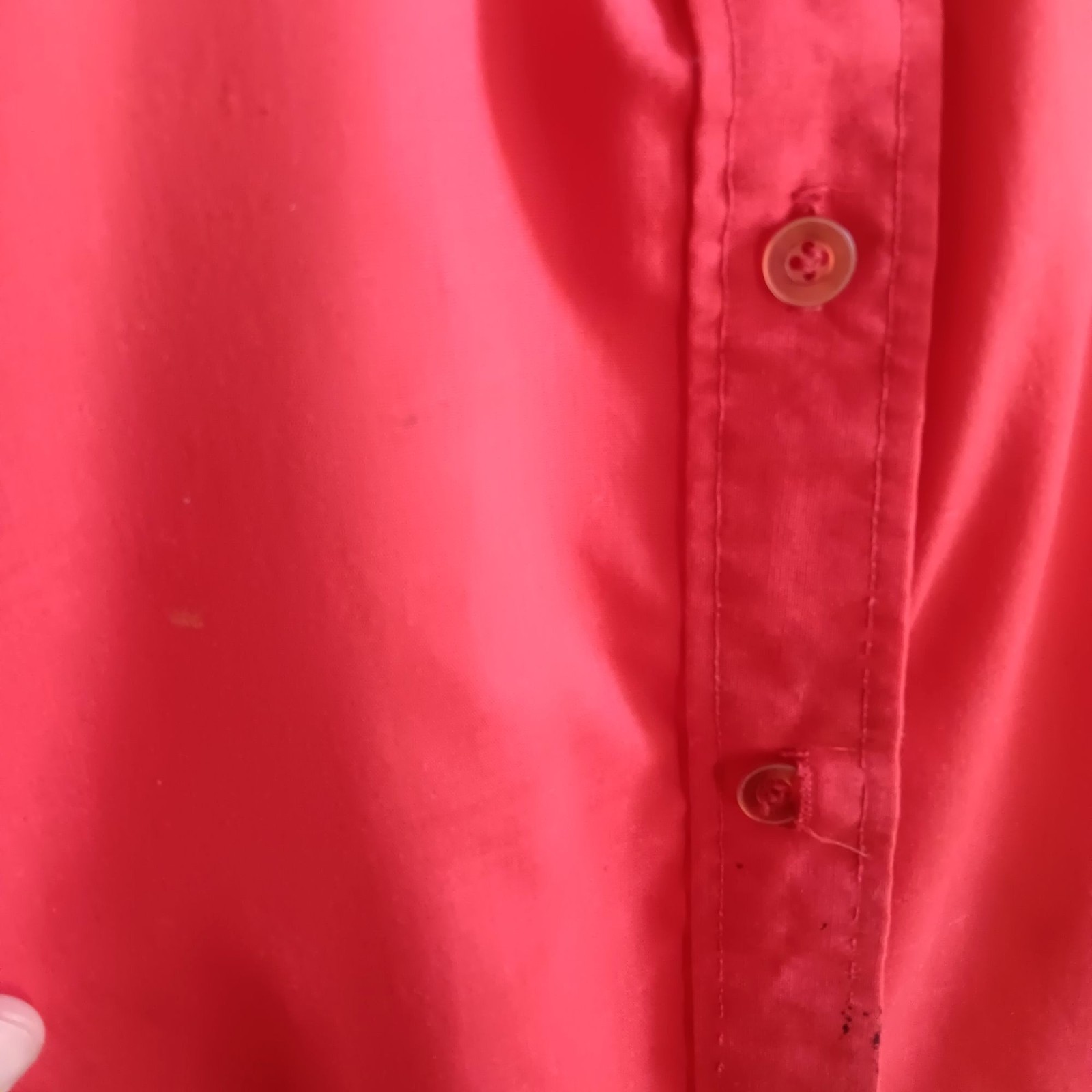 Large Vintage Chore Blouse 70’s Sleeveless Women’s Red Button-Up Frock Laura Mae