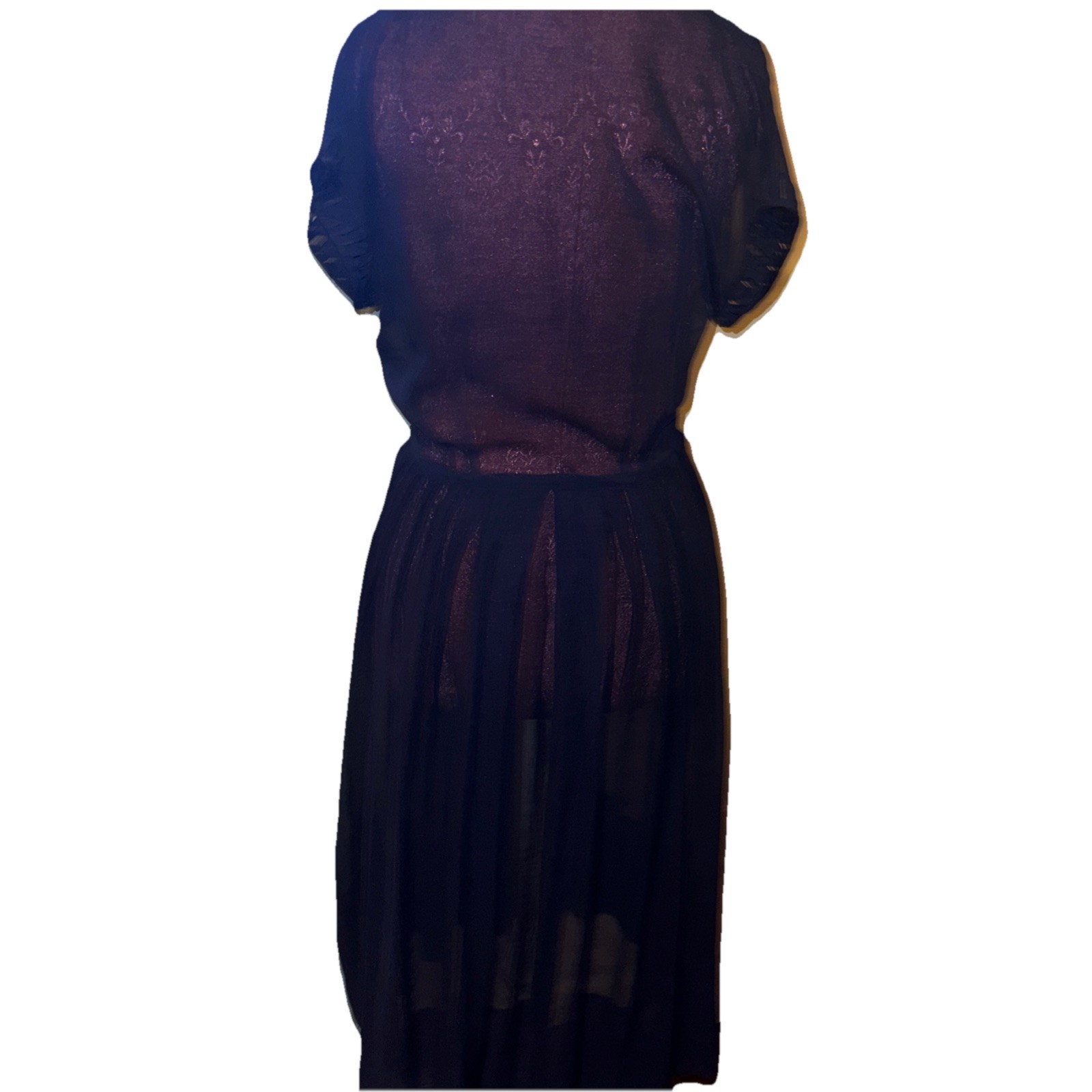 1940’s Sheer Navy Day Dress Pin Up Medium WW2 Era Vintage Retro
