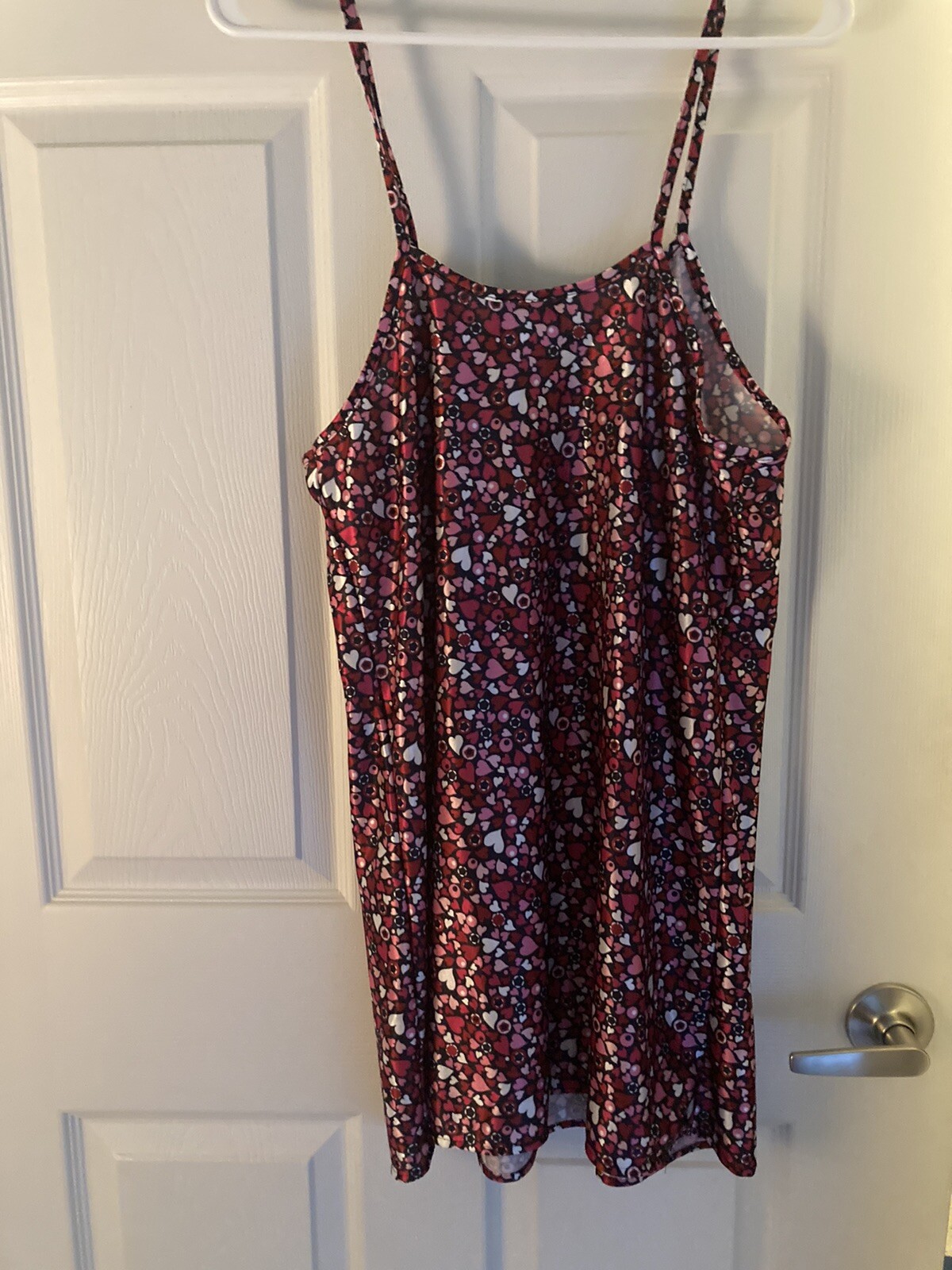 Vintage Chandio Black Pink & White Hearts 2 Piece Nightgown Peignoir Robe Large