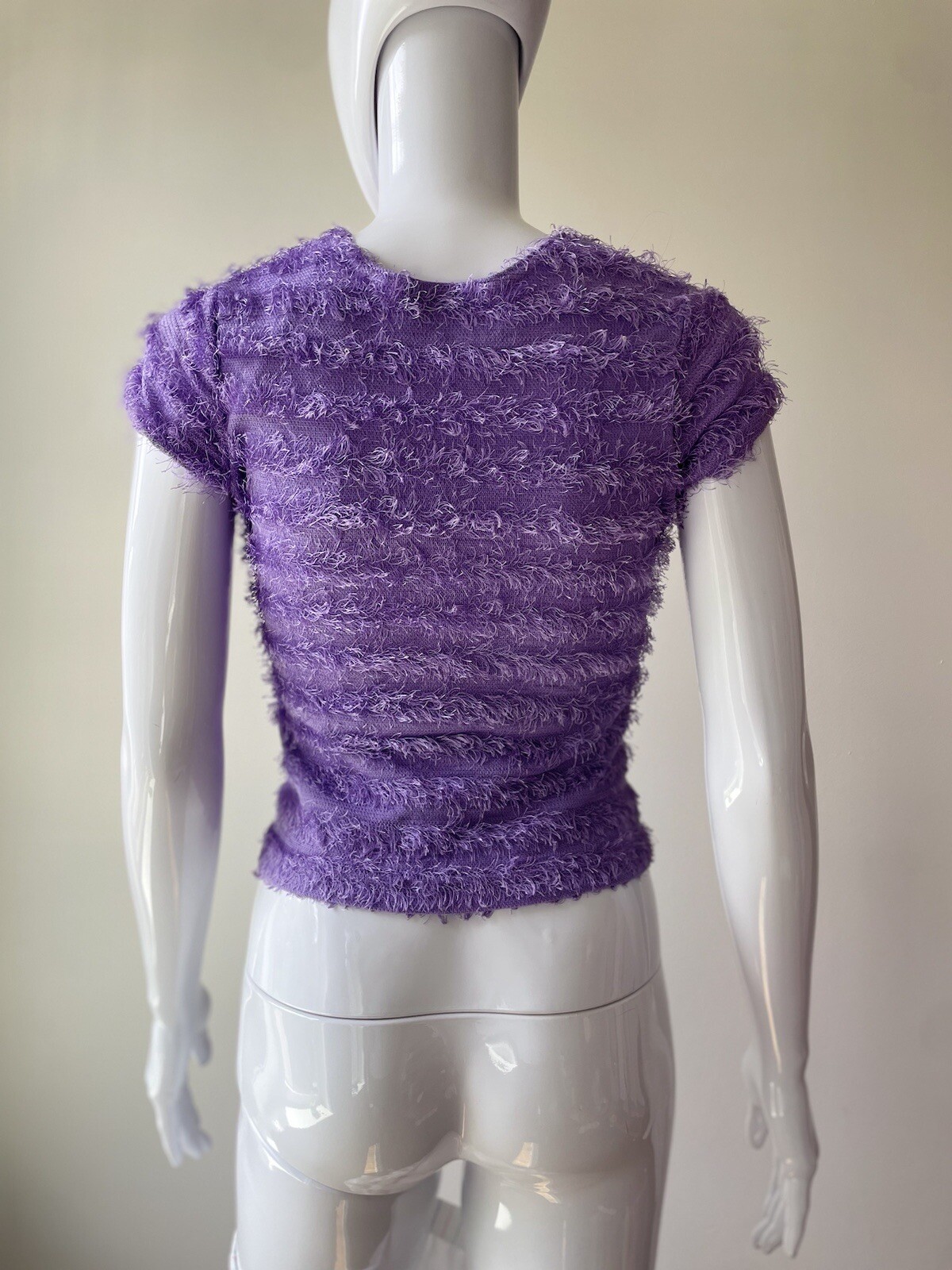 Vintage S Purple Top Amy Byer Rave Club Y2K 90s Fuzzy Lavender EUC