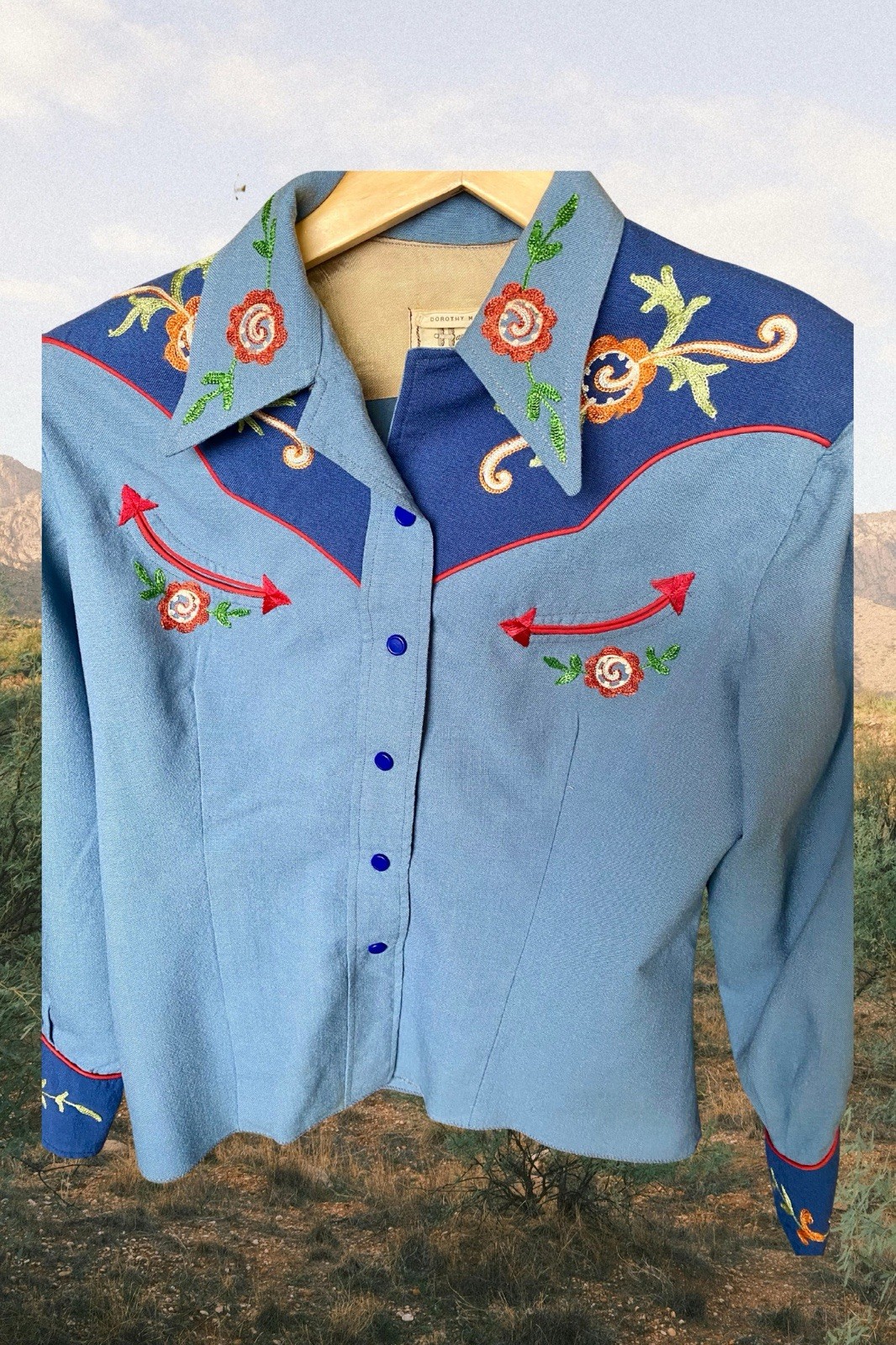 Vintage H Bar C California Ranch Wear Western style Shirt Floral Size S/M