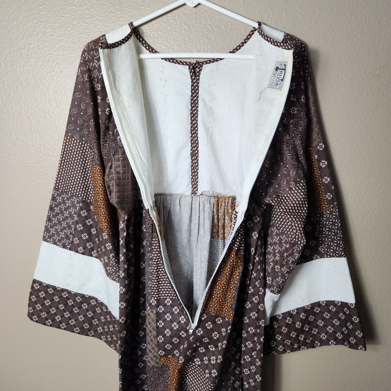 Trivia Vintage 70s Patchwork Hippie Prairie Maxi Dress-Size M