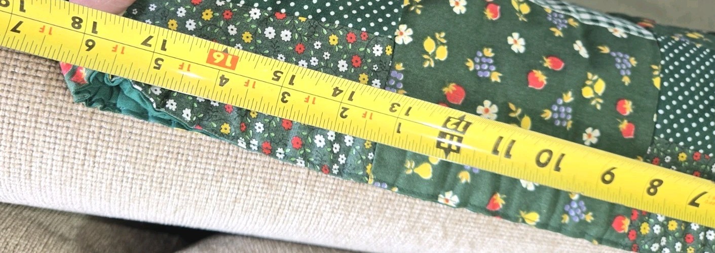 VINTAGE MR. HANK 70s Patchwork Maxi Skirt Green Plaid Fliwers Strawberries M