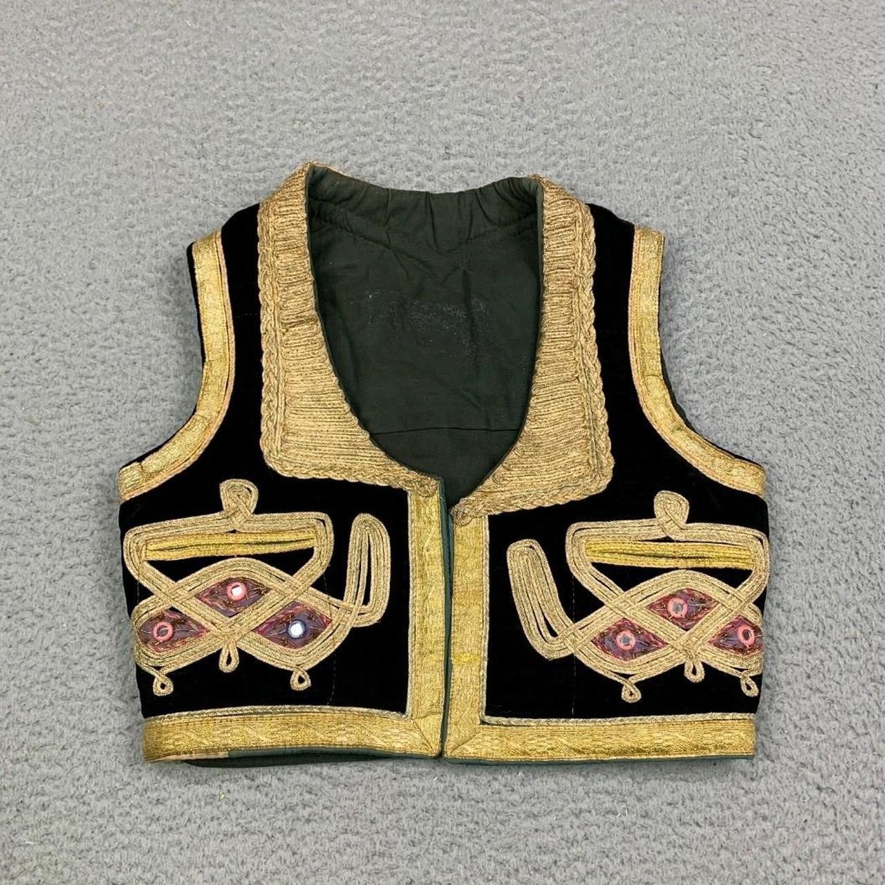 True Vintage Late 1960s Turkish Ottoman Psychedelic Gold And Black Velvet Vest
