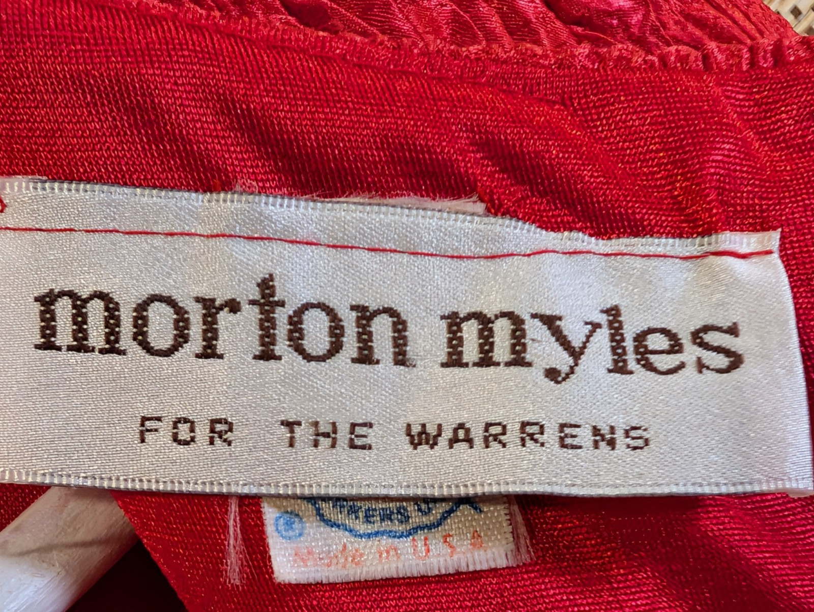 Vintage Morton Myles For The Warrens Size 12 Red Dress Drop Waist Rosette USA