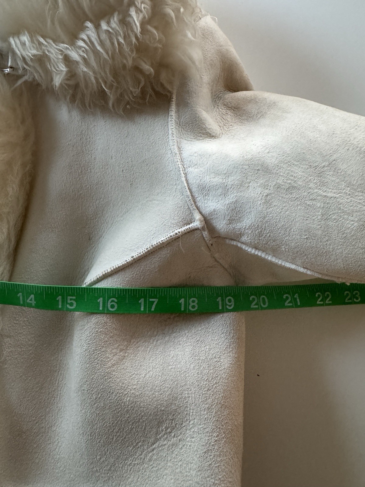 Vintage SuedeLamb by Lawrence Shearling Coat Lamb Fur Trim Cream Suede Jacket S