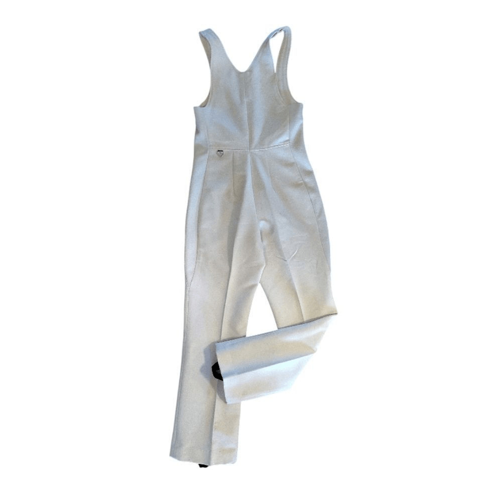 Obermeyer VTG Ivory Snow Ski Bib Softshell Stirrup Wool Jumpsuit SZ 12