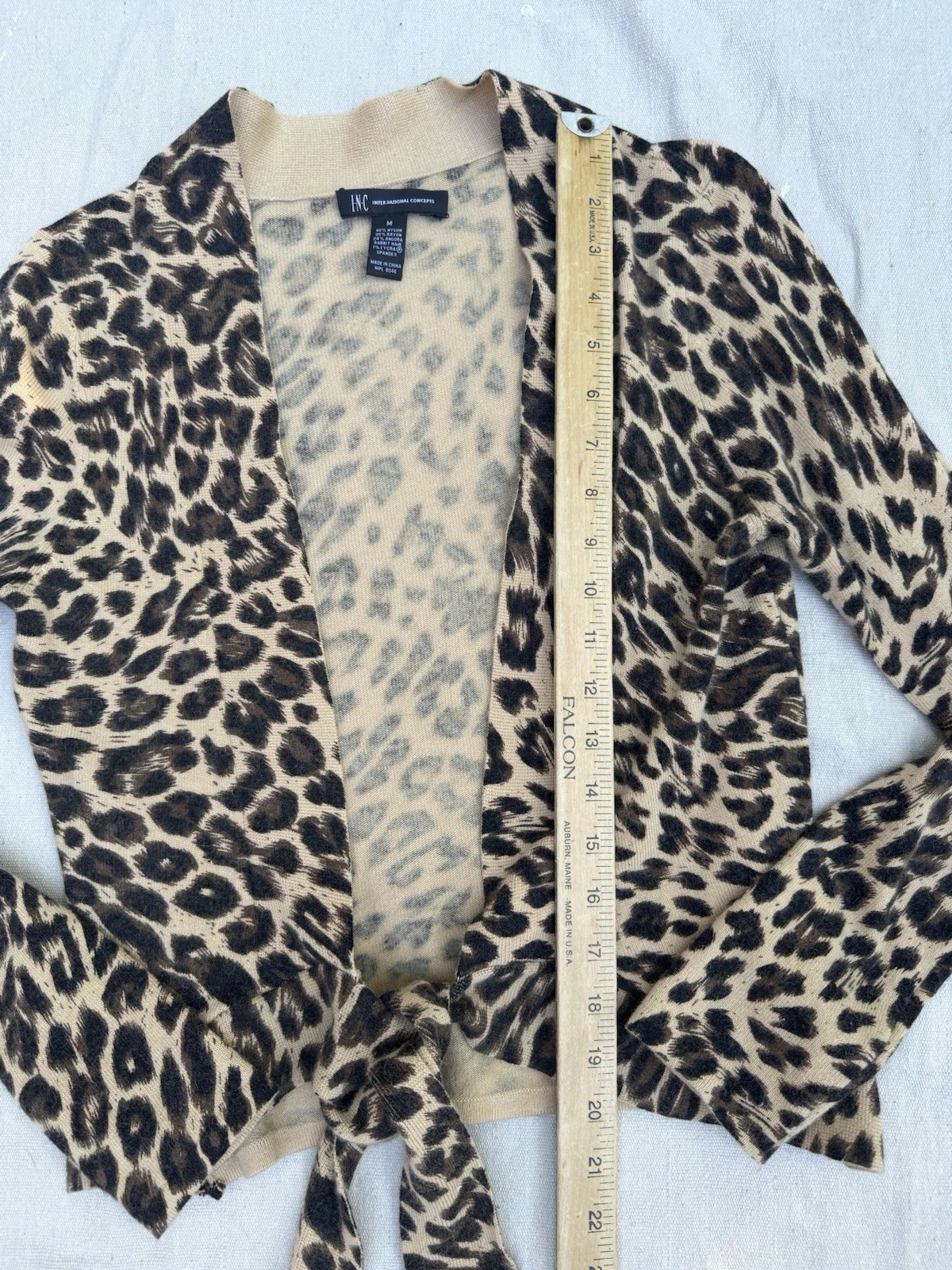 Vintage 1990s Y2K Leopard Print Wrap Top Angora Sweater Animal Print