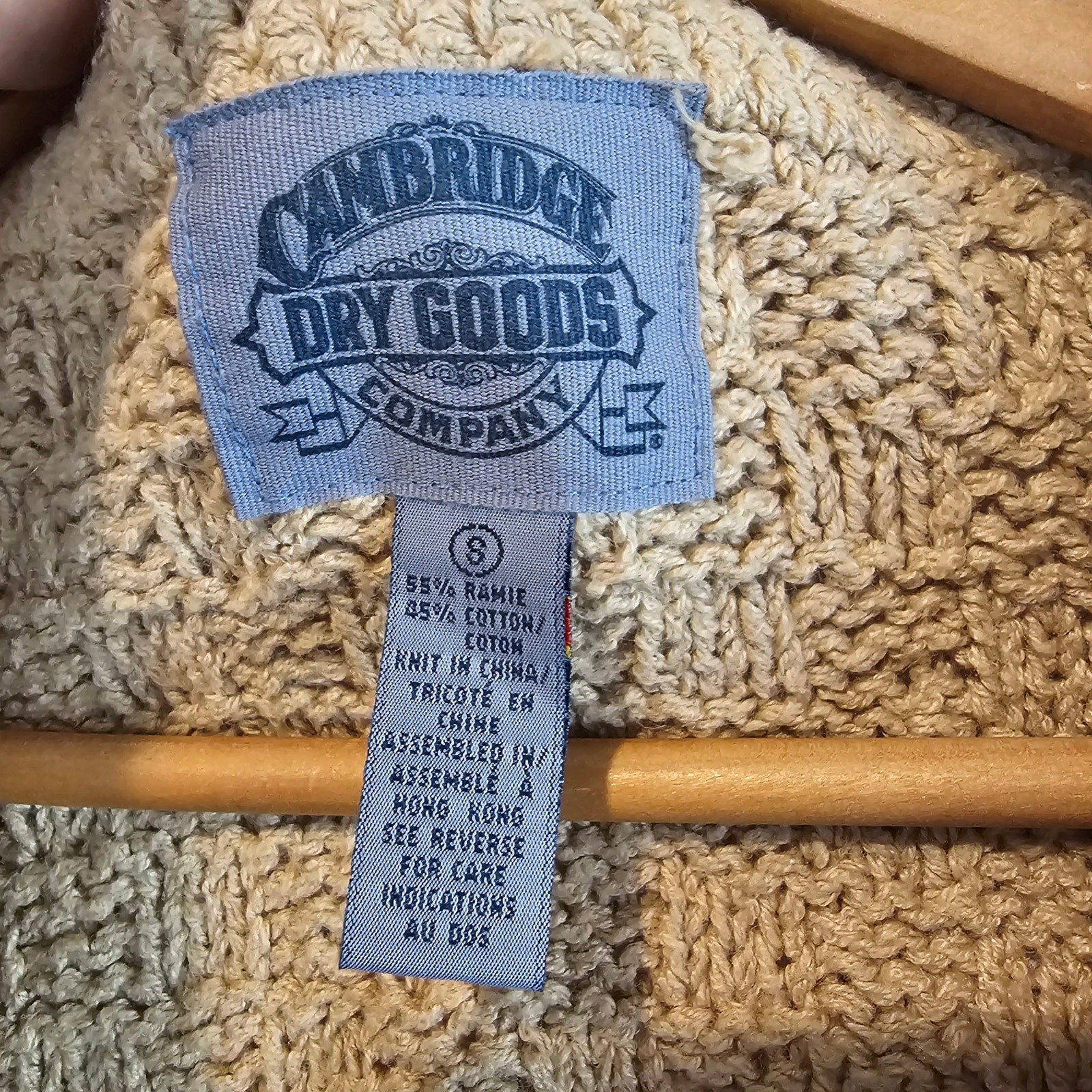 Vintage Cambridge Dry Goods Sweater Vest Women Lg Tan Floral 90s Crochet Cottage