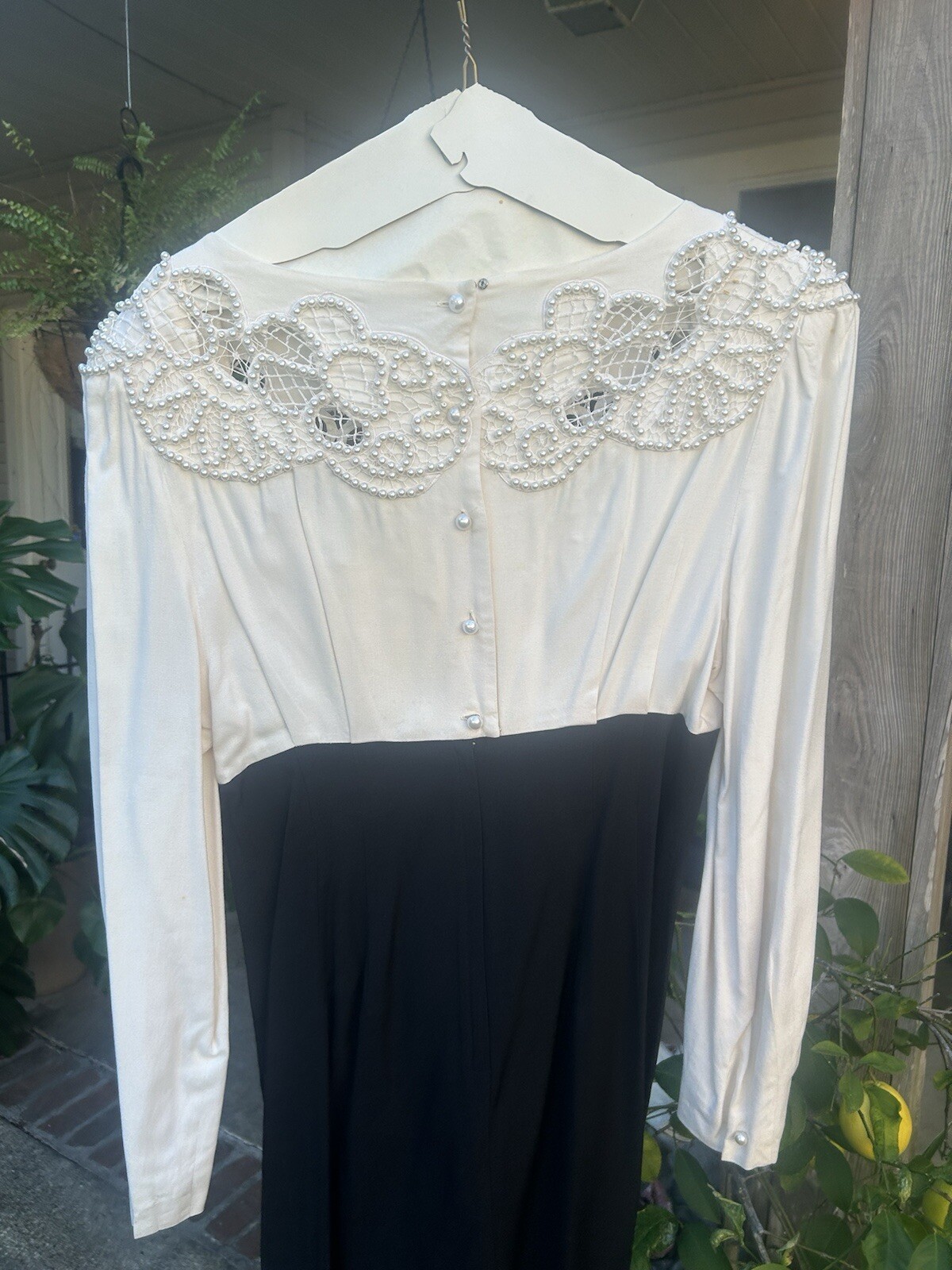 Vintage 90s Sarah Elizabeth Black/white Pearl Dress Size 12