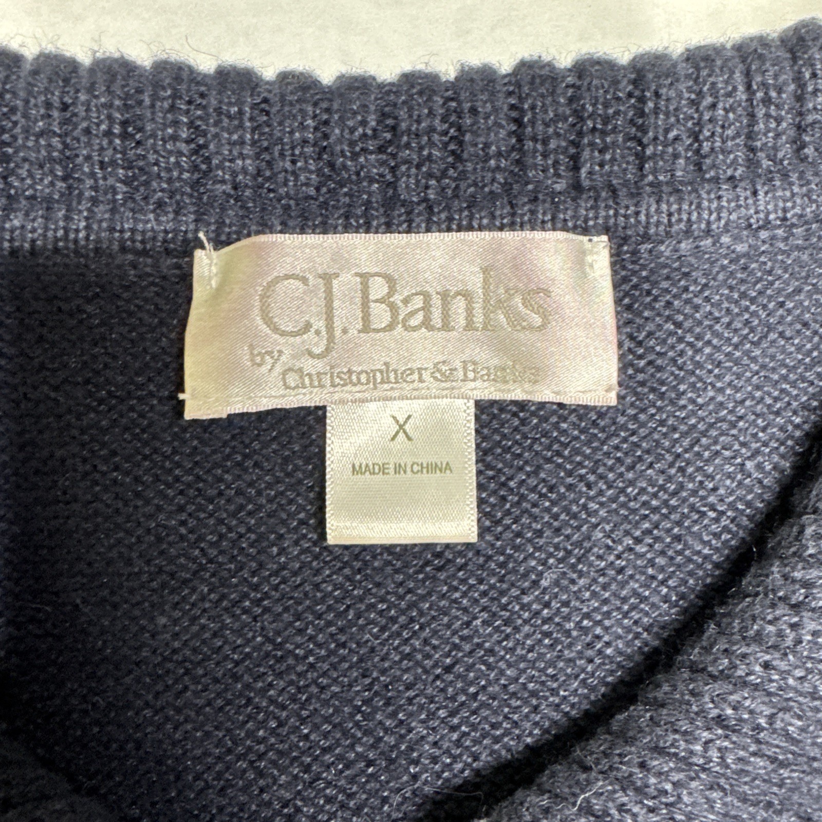 C.J. Banks Leaf Embroidered Zip Vest Blue Nature Cottagecore Size X Cotton Ramie