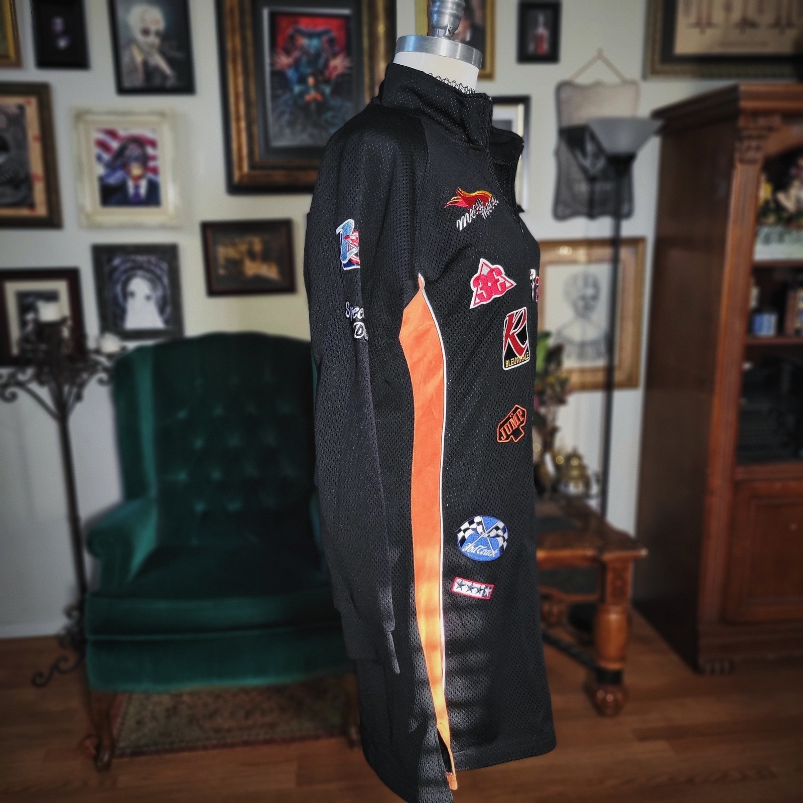 Vintage Y2K Meow Meow by F&D Racing Patch Women’s Dress Black Orange XL