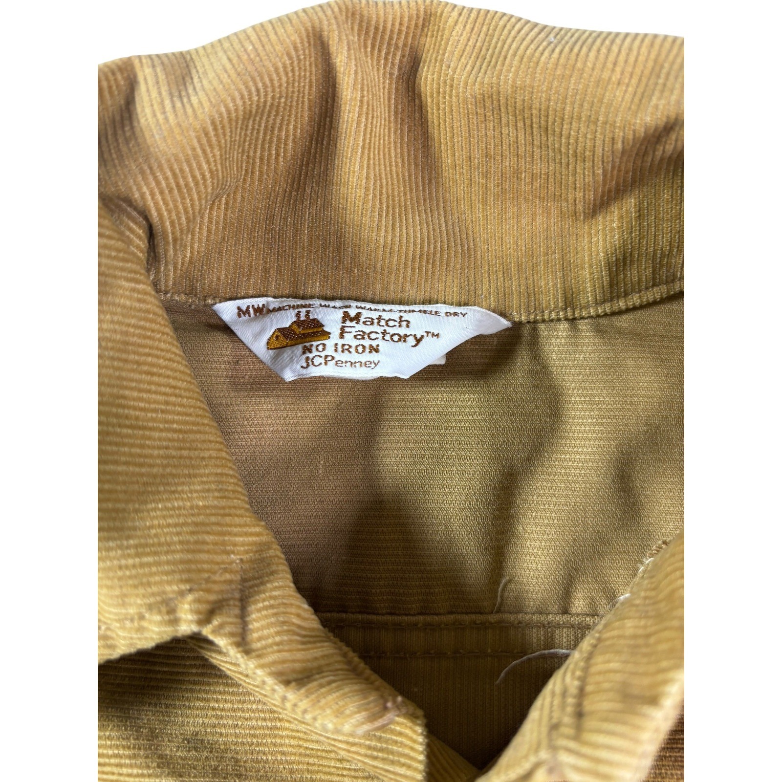 Vintage Match Factory JCPenney Corduroy Shirt Jacket Mustard Yellow Womens S