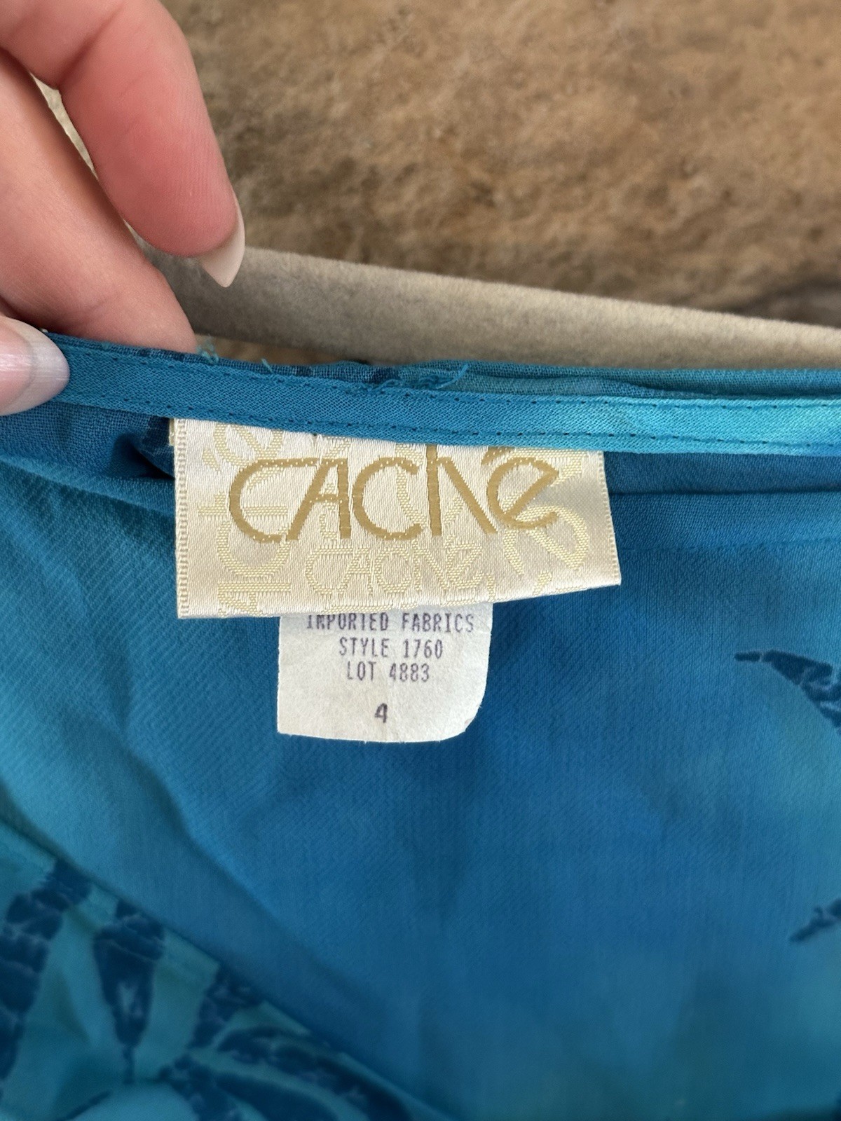 VTG Caché 80s/90s 2pc Set Blue Hawaiian Beach Skirt & Top Sz 4 Womens Rayon Y2K