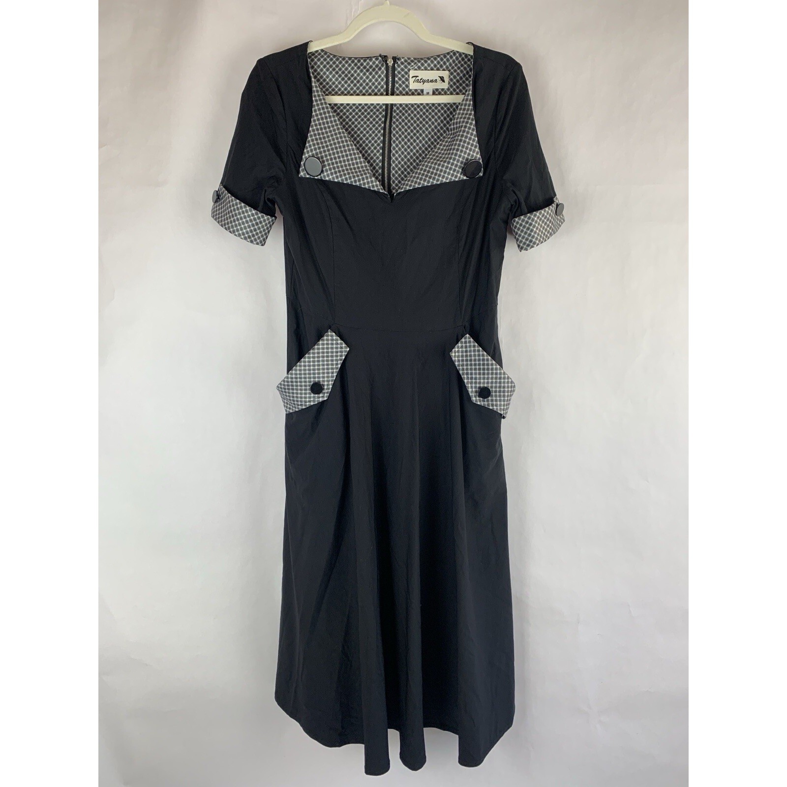 Tatyana Retro Dress Medium Stretch Dress Pin Up Bettie Paige Rockabilly Black