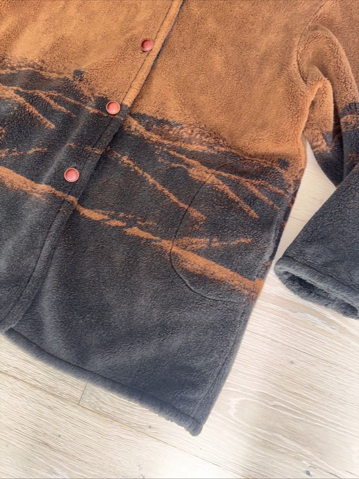 Vtg. Denali Faux Fur Fleece Reversible Jacket Sz XL Nordic Horizon Scene Brown