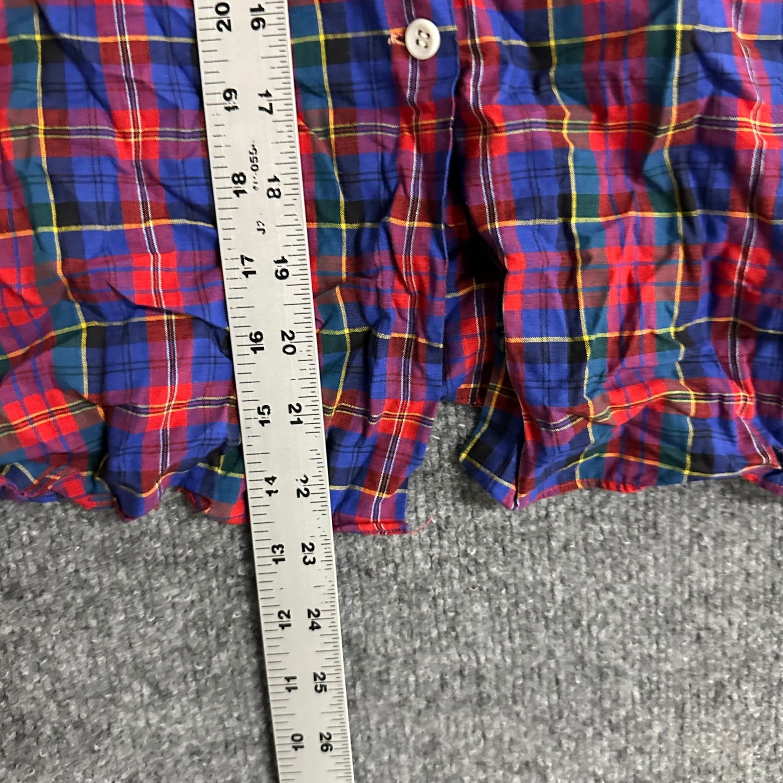 Red Beauty Plaid Shirt Womens Size 34 Multicolor Vintage Short Sleeve Button Up