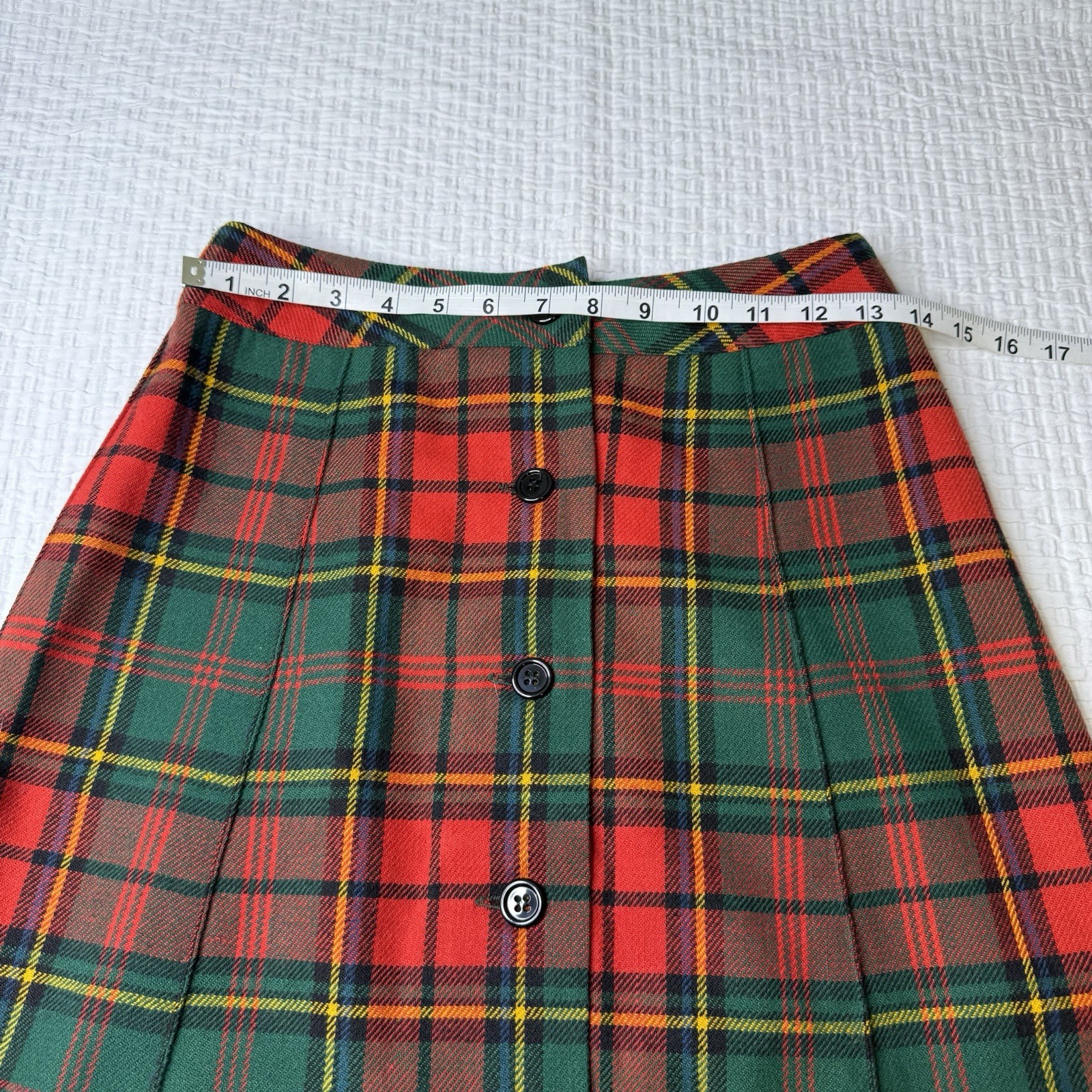 Vtg. Agile Florence Walsh Red Green Plaid Tartan A – Skirt Wool Size 8 Lined