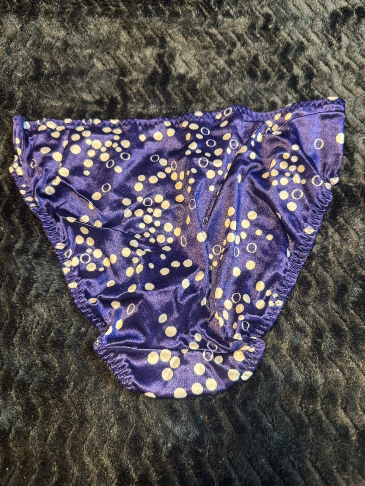 NWT VINTAGE WARNERS SECOND SKIN SATIN L BIKINI BLUE POLKA DOTS Y2K 90s
