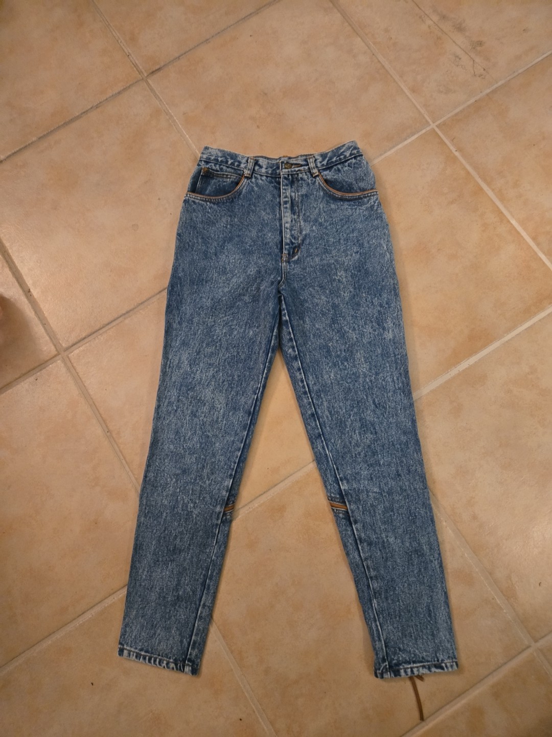 Vintage 80s Rio by Stephen Mardon Mom Jeans High Rise Taper Leg Leather Trim W26