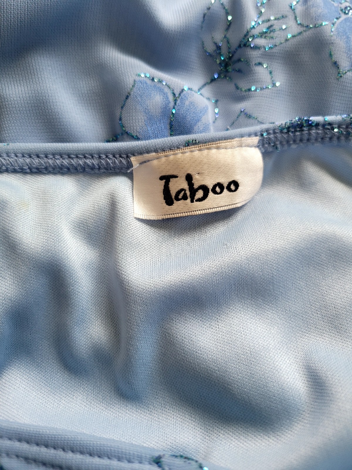 Vintage 90s Y2K Taboo Blue Floral Drop Waist Asymmetrical Hem Prom Hoco Size S/M