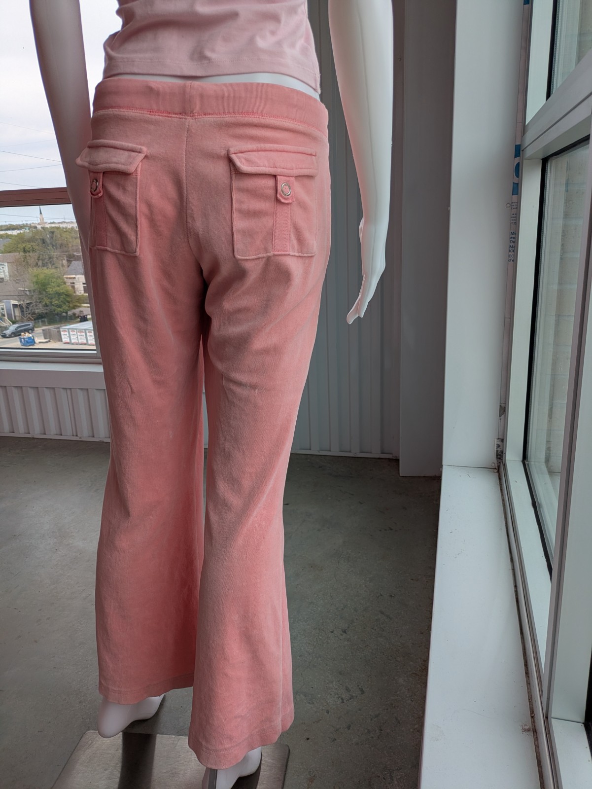 Vintage (2010) JUICY COUTURE Flare Sweats Track Pants Pink Velour Medium Pockets